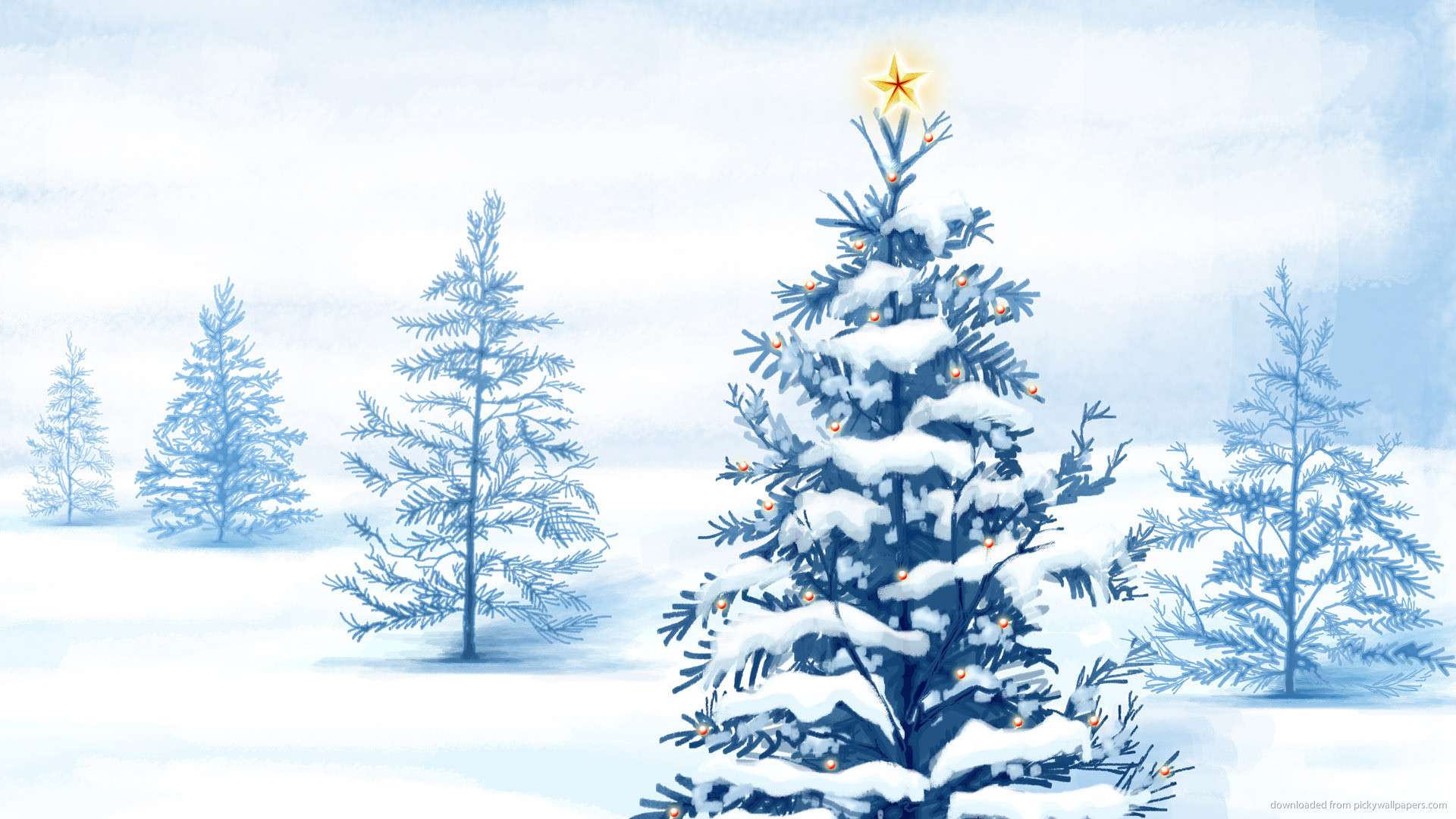 1920x1080 Natural Christmas Tree with star for 