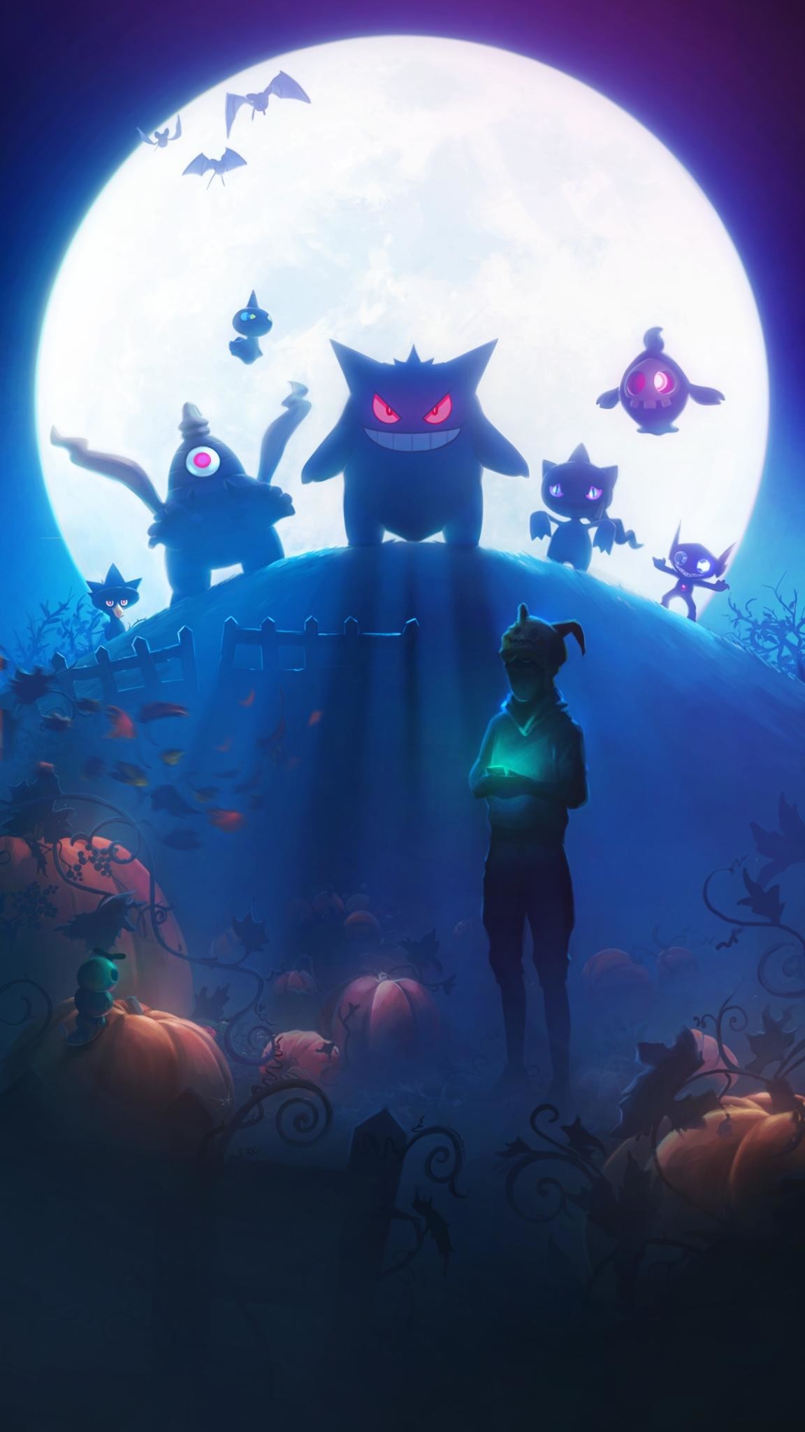 1152x2048 Gengar is back but this time he's brought Duskull, Dusclops, Shuppet,  Banette, and Sableye from Gen 3 with him. Oh, and a Mimikyu hat as well!