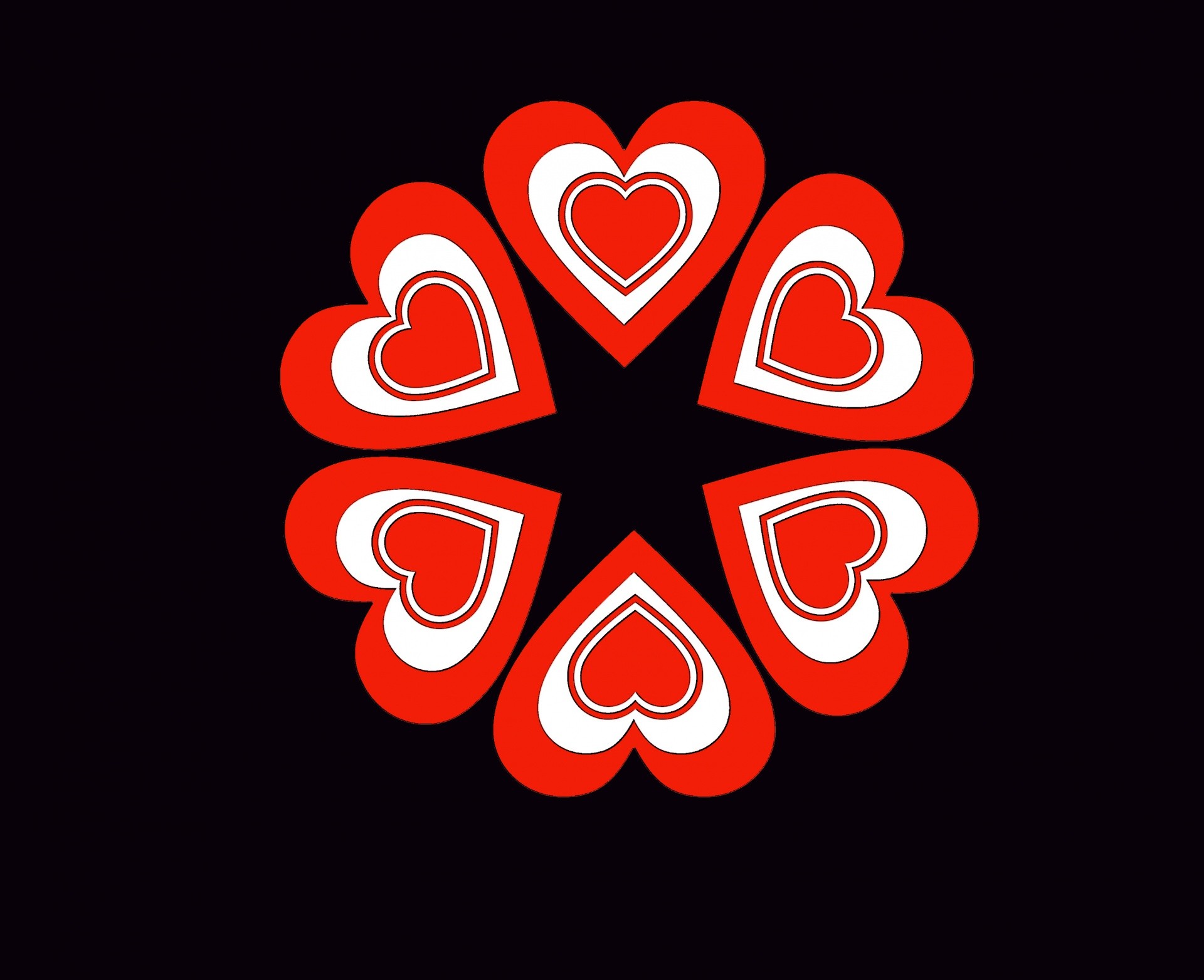 1920x1564 Red Hearts Black Background