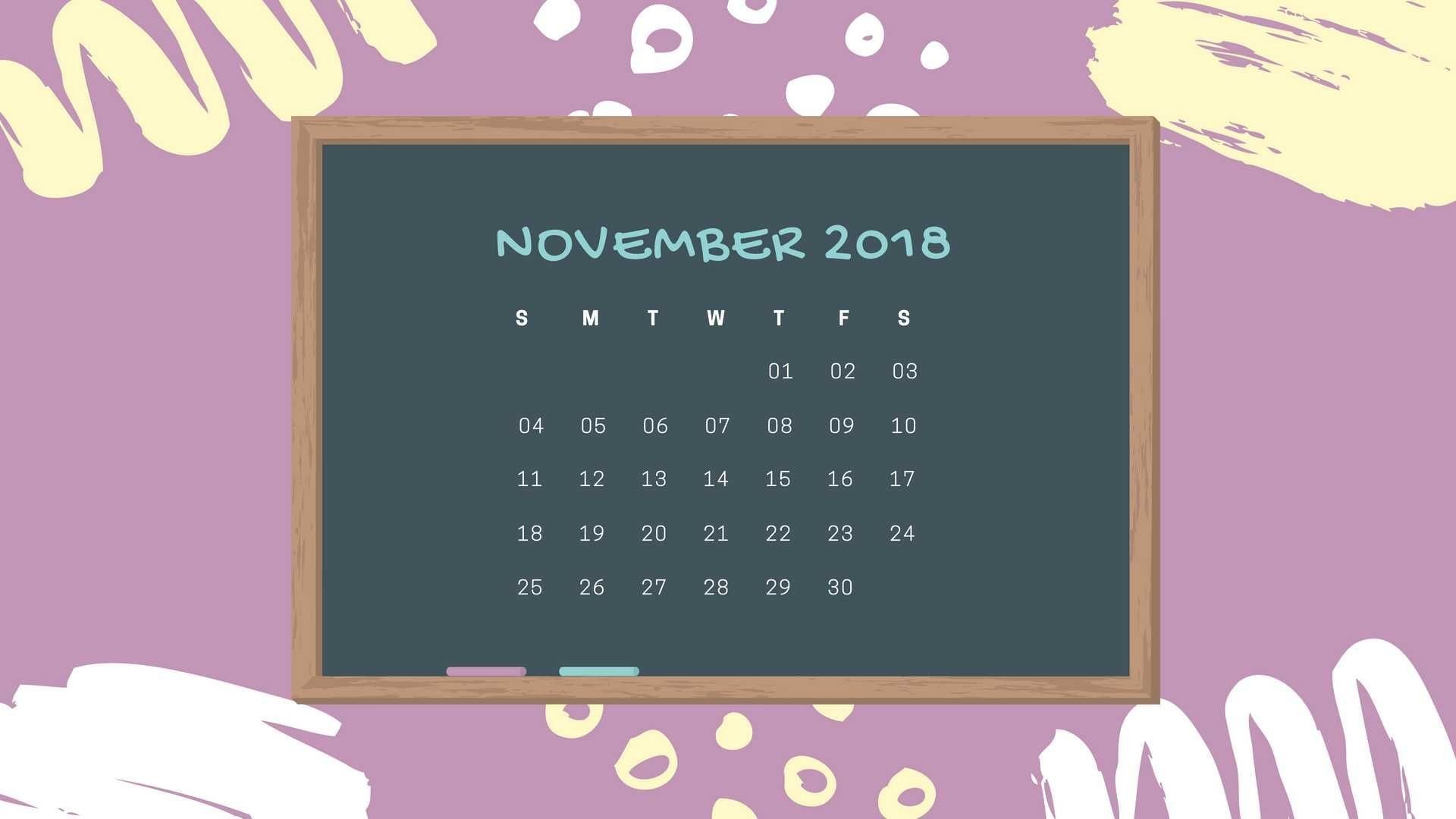 1920x1080 Calendar 2019 Design Cute November 2018 Calendar Wallpaper Desktop  Background Free
