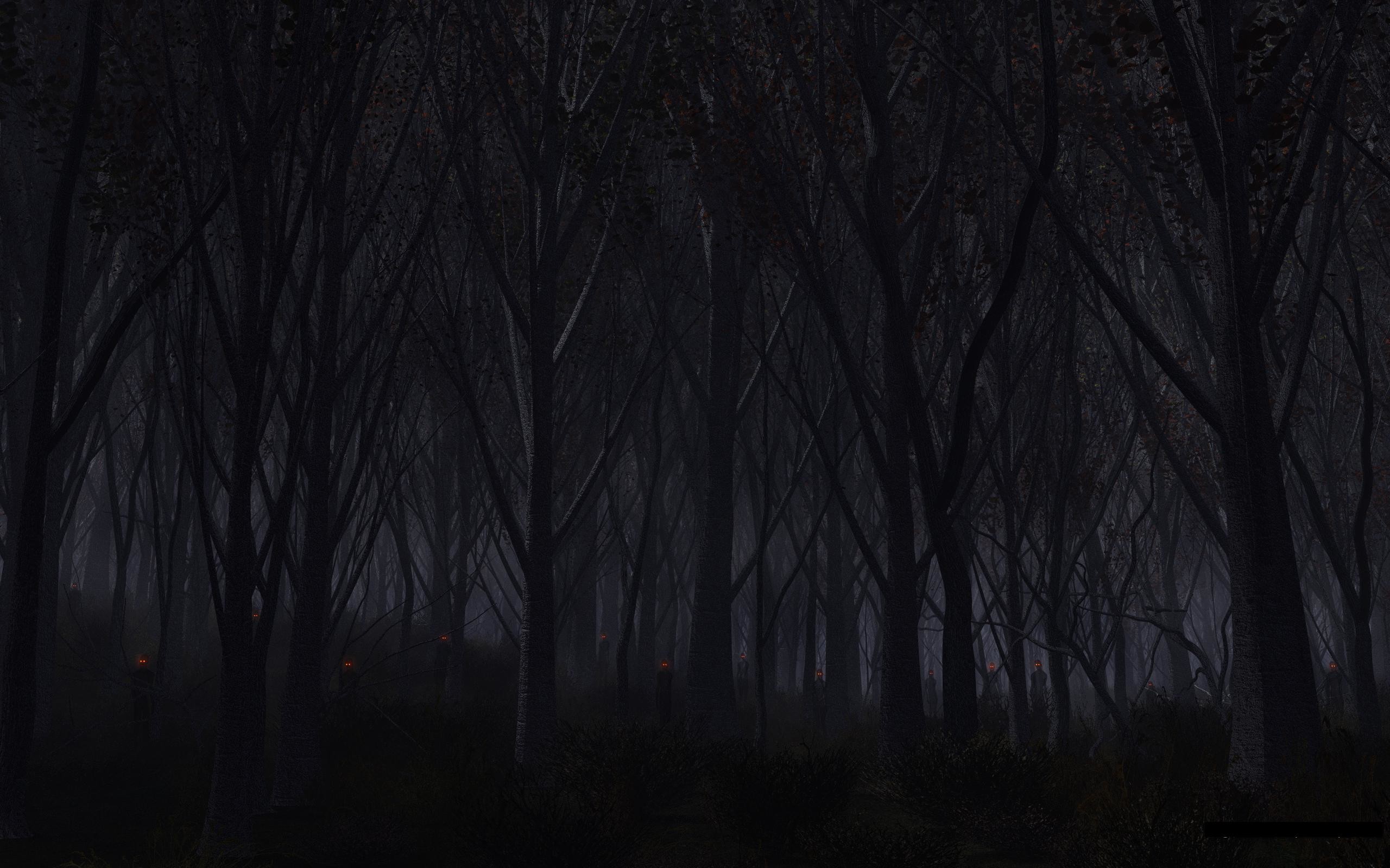 2560x1600 Forest Trees Night Creepy demons creature monsters evil dark wallpaper .
