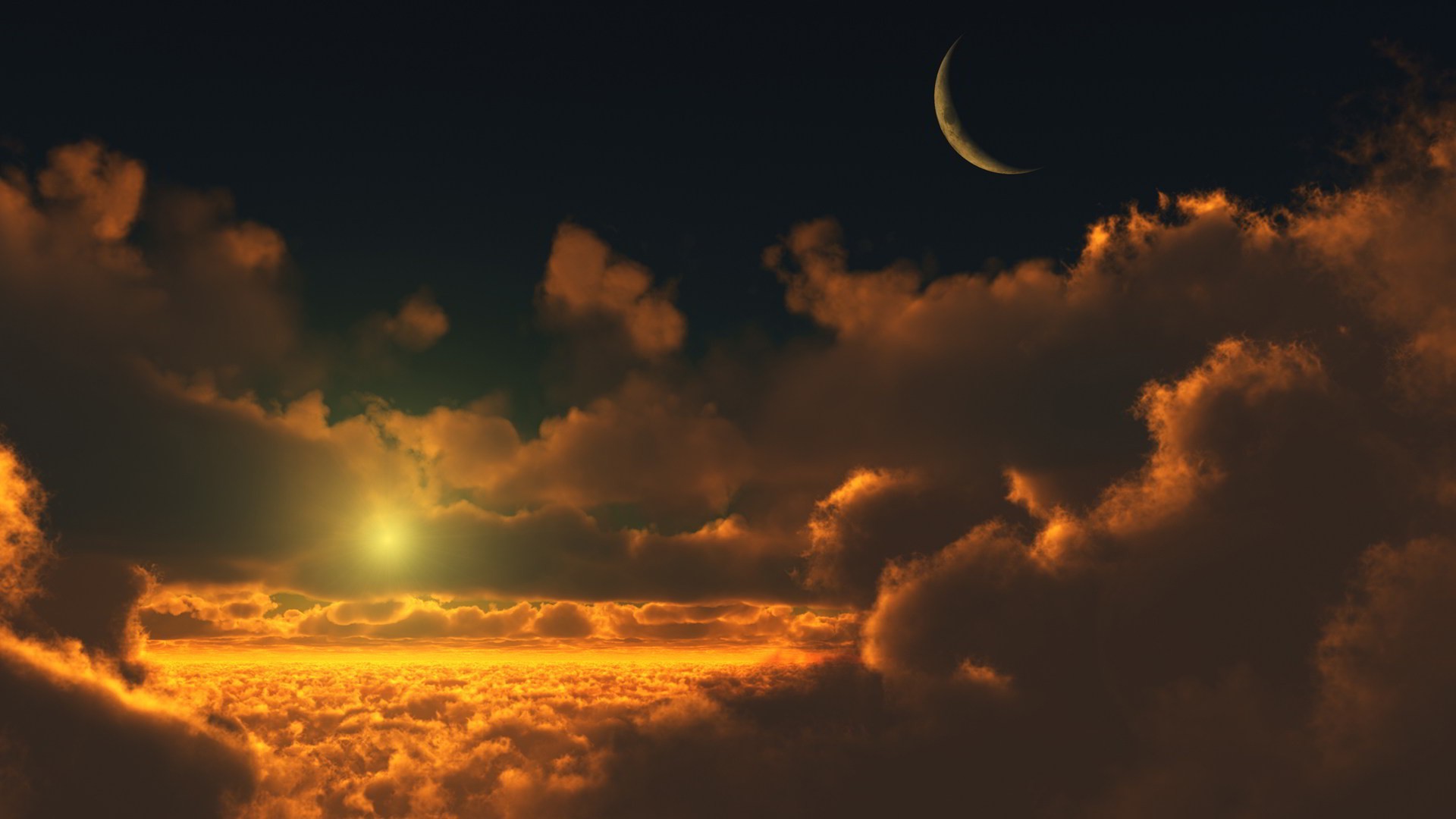 1920x1080 anime, Clouds, Moon, Sun, Space Wallpapers HD / Desktop and Mobile  Backgrounds