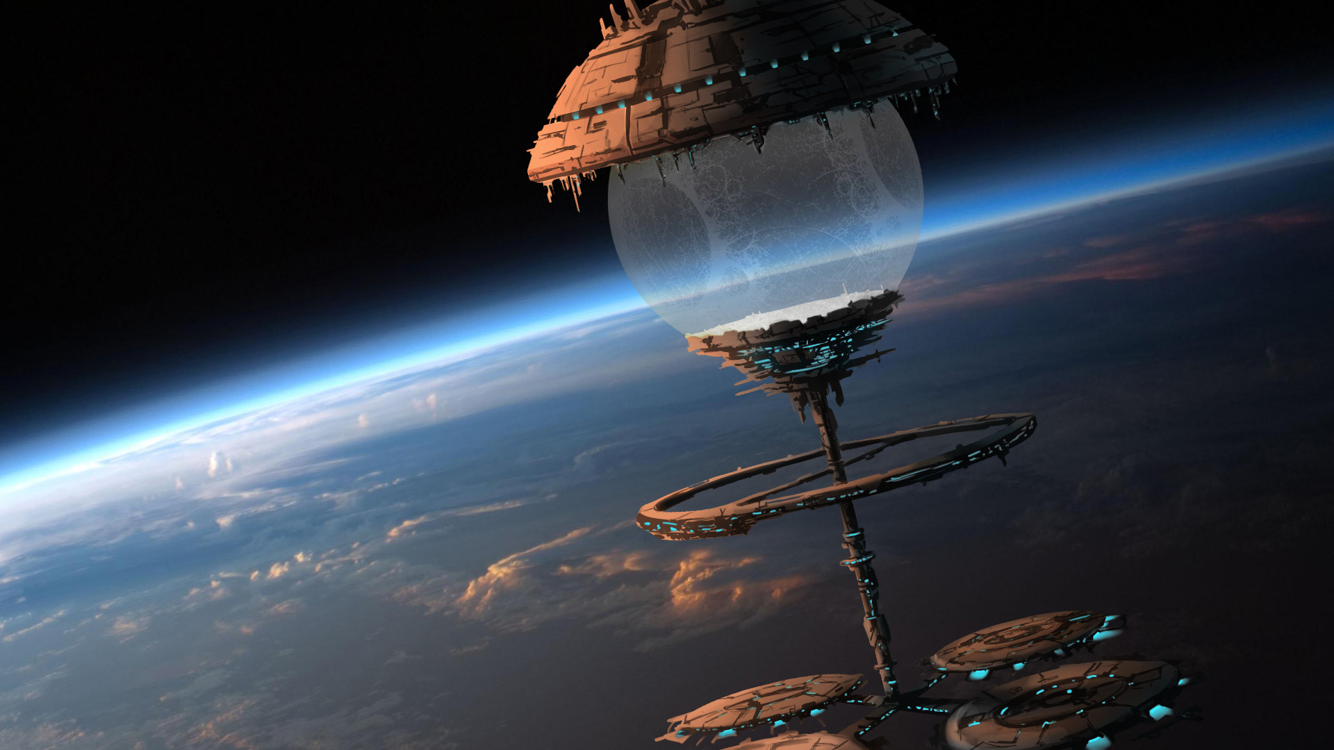 1920x1080 ... Space Orbital stations sci fi spaceship spacecraft citys art planets  atmosphere wallpaper ...