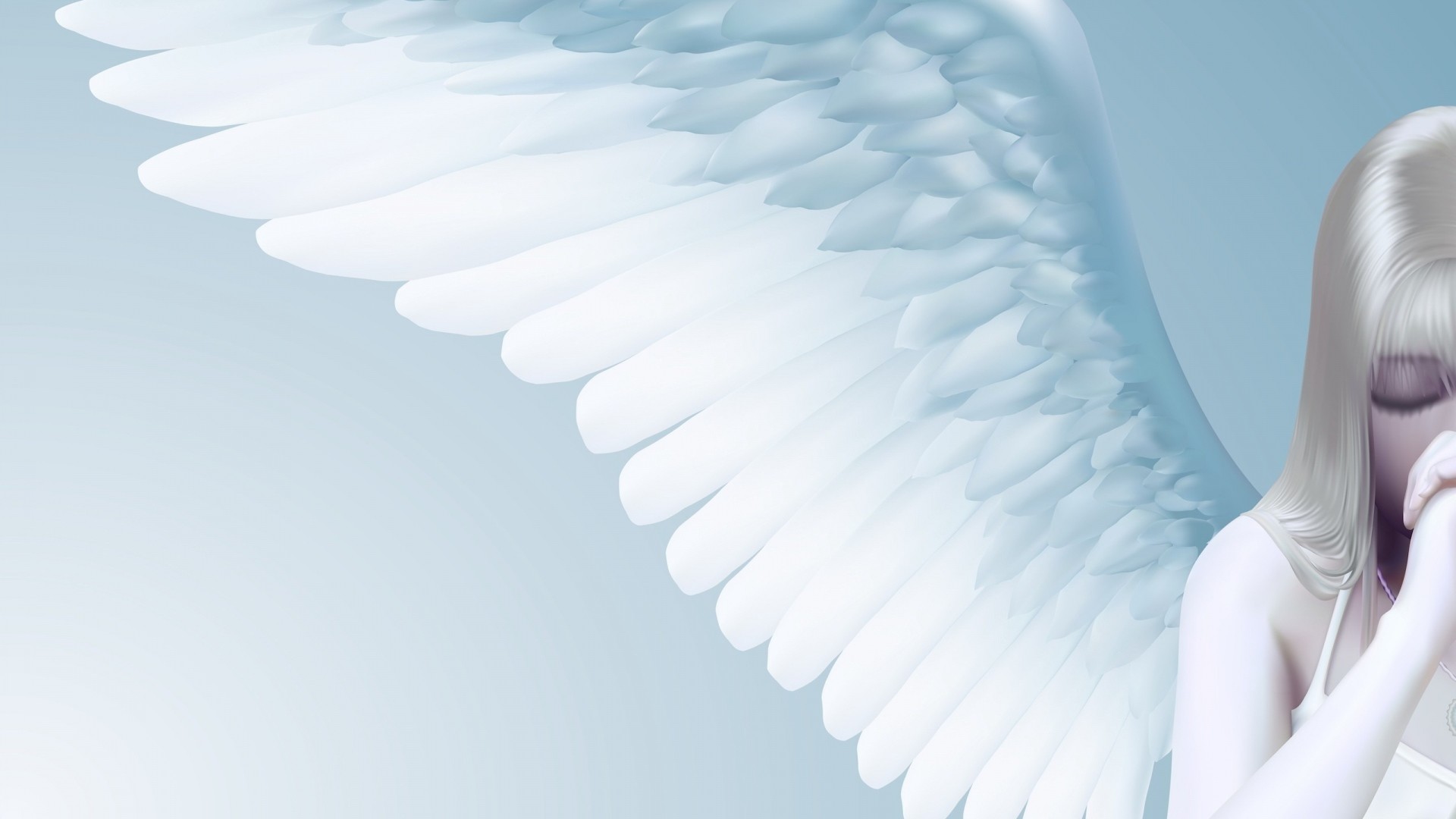 1920x1080  Wallpaper angel, girl, wings, light