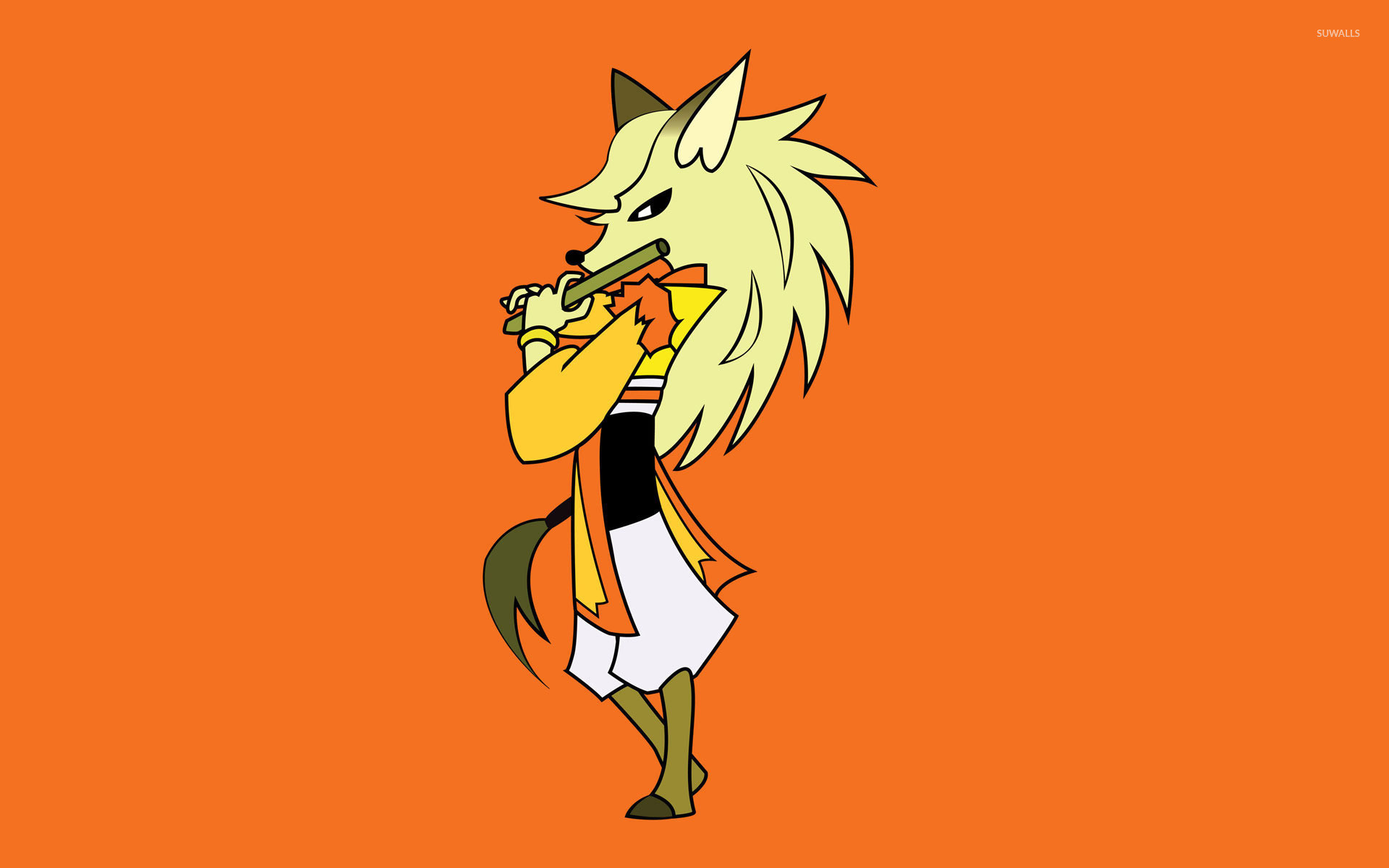 1920x1200 Fox lady with flute wallpaper
