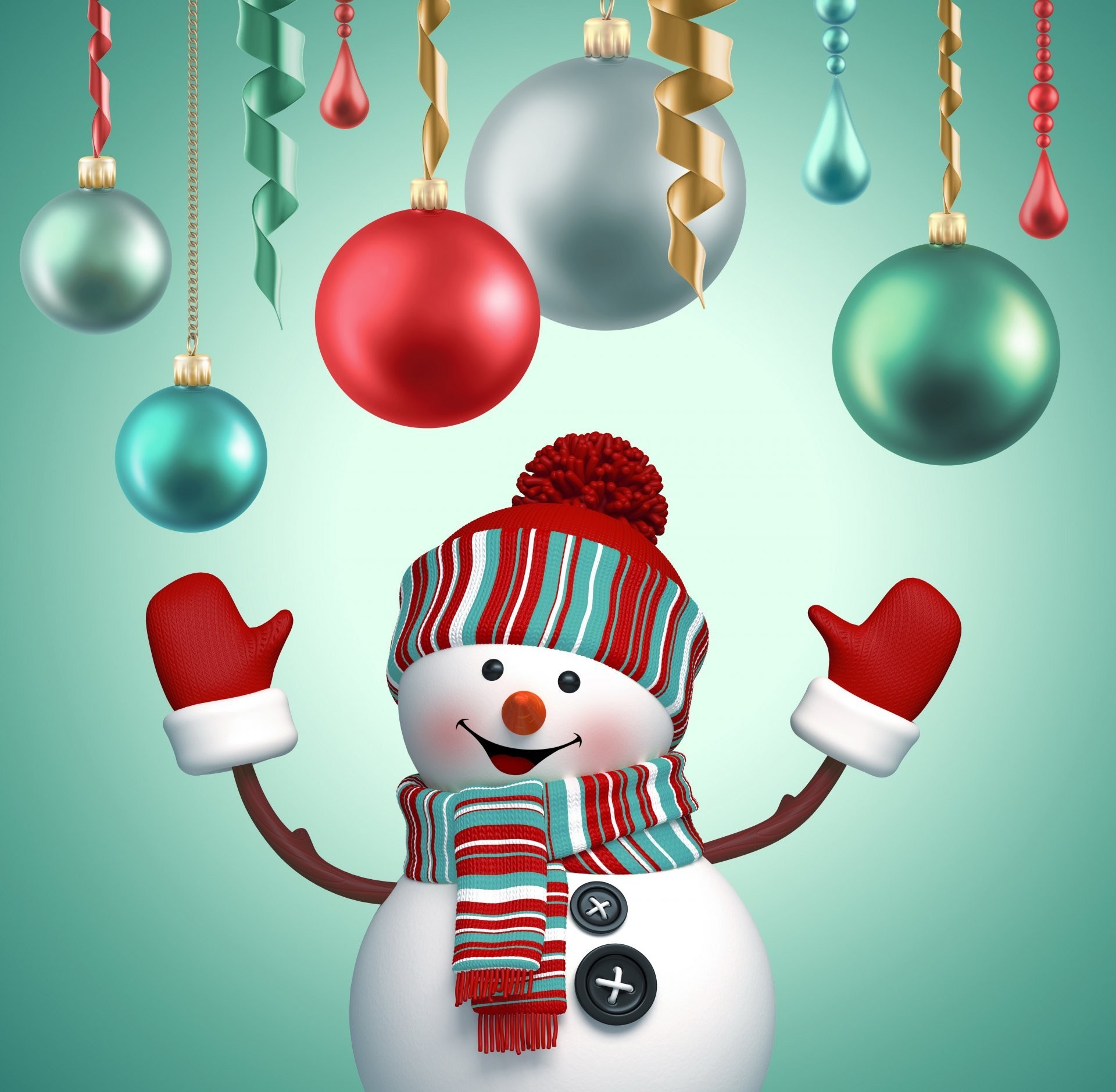 1920x1878 snowman 3d cute merry christmas new year decoration snowman new year  christmas balls
