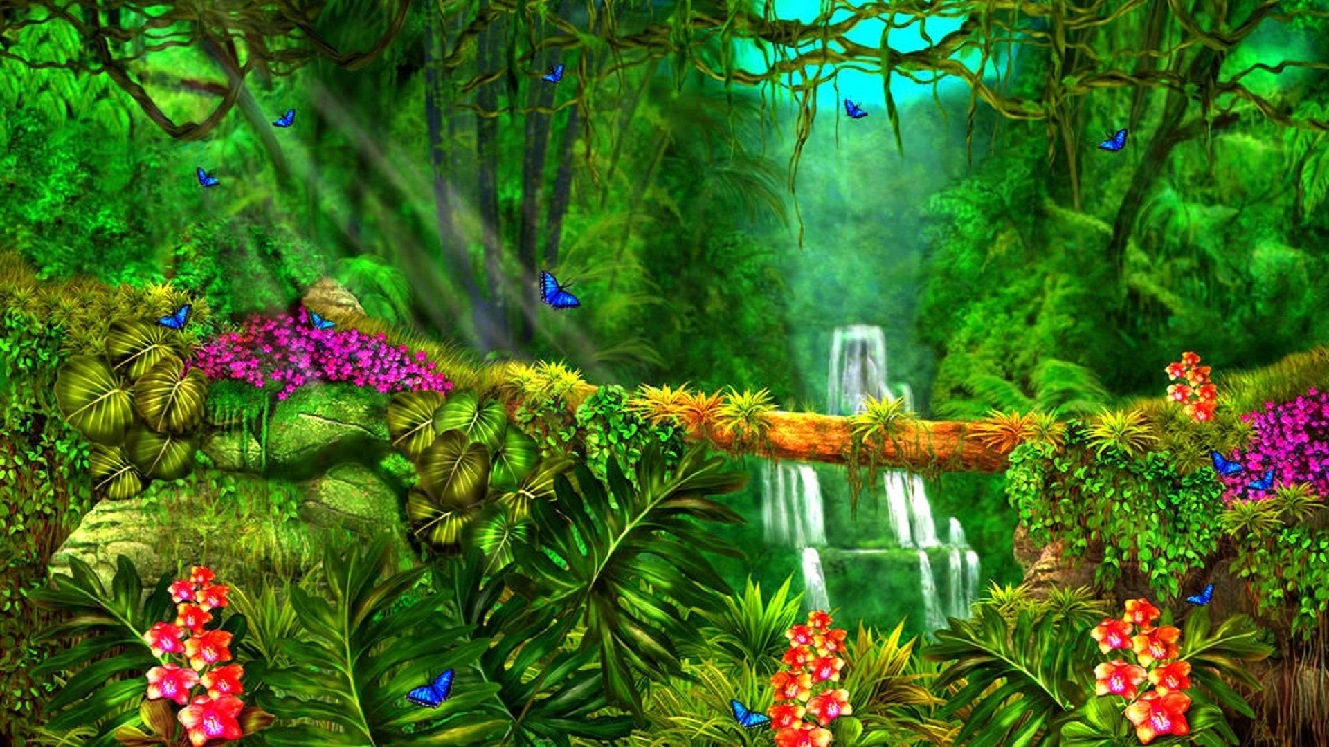 1920x1080 Waterfalls Tag - Dreams Animals Beautiful Waterfalls Love Attractions Four  Butterfly Landscapes Paintings Butterflies Lovely Seasons