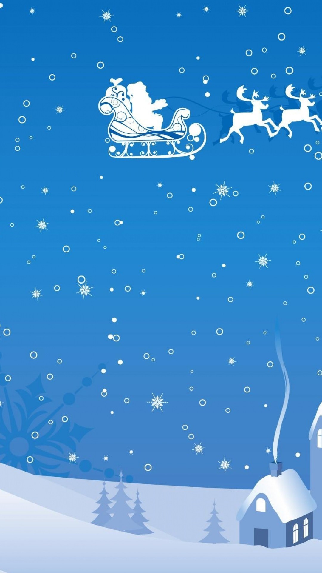 1080x1920 blue and white Christmas santa iPhone 6 plus wallpaper - reindeer