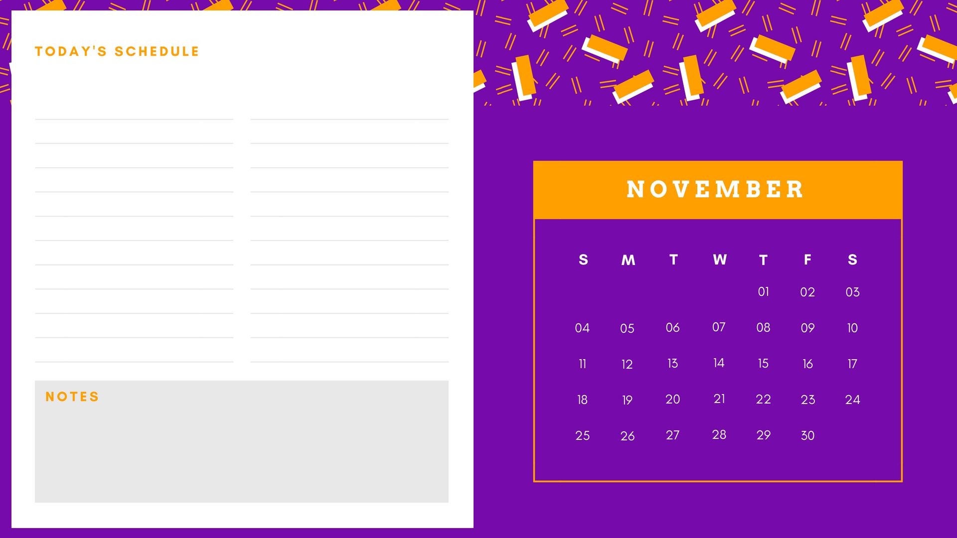 1920x1080 Simple November 2018 Calendar Wallpaper