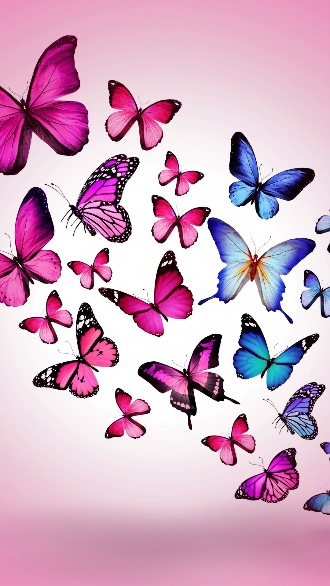 1080x1920 Preview wallpaper butterfly, drawing, flying, colorful, background, pink  