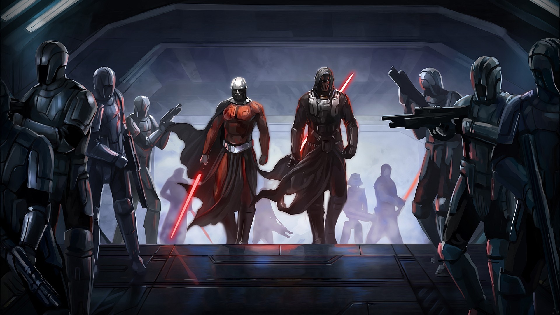 1920x1080  Wallpaper star wars the old republic, guard, characters,  lightsabers