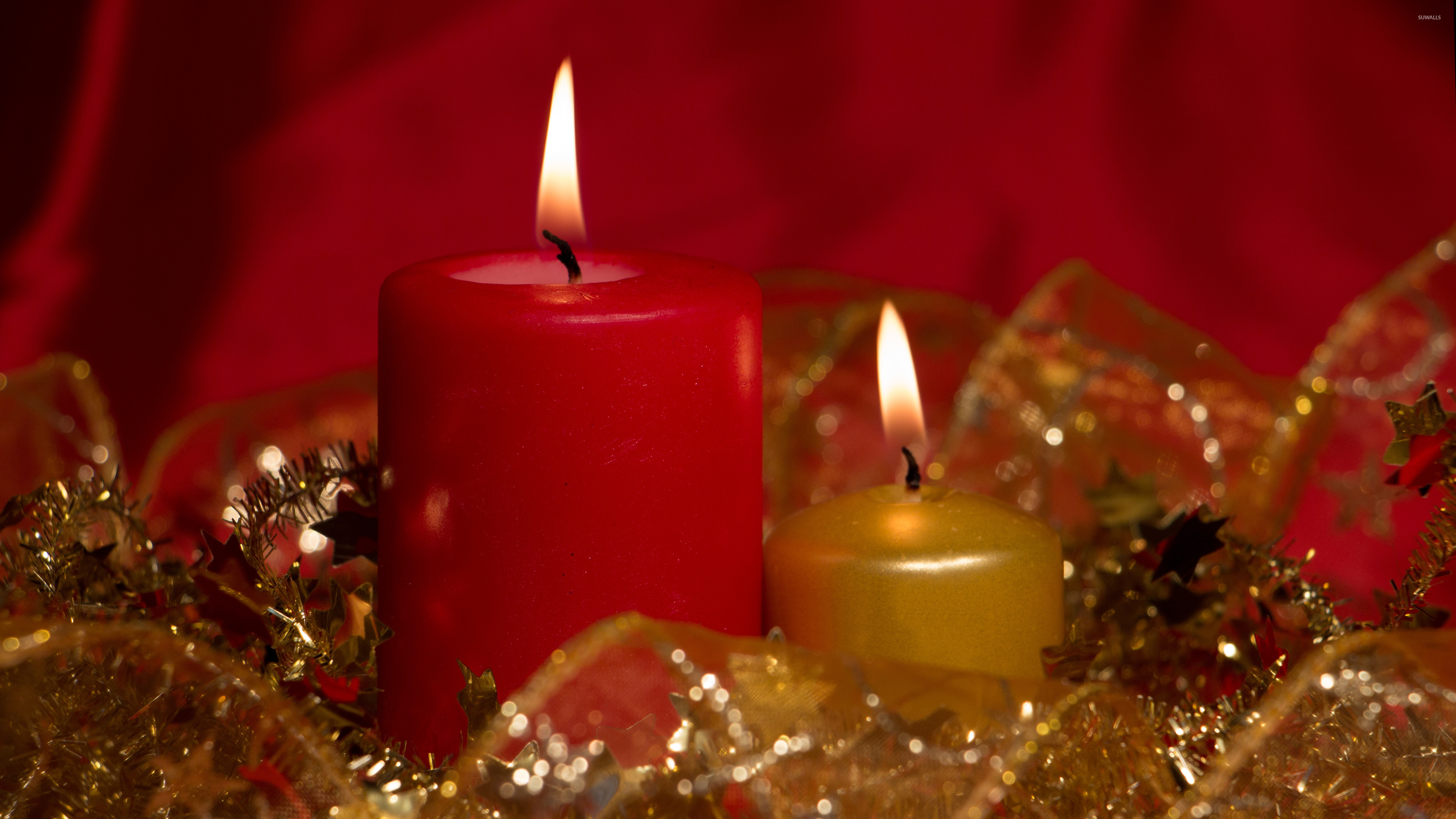 3840x2160 Red and golden Christmas candles wallpaper  jpg