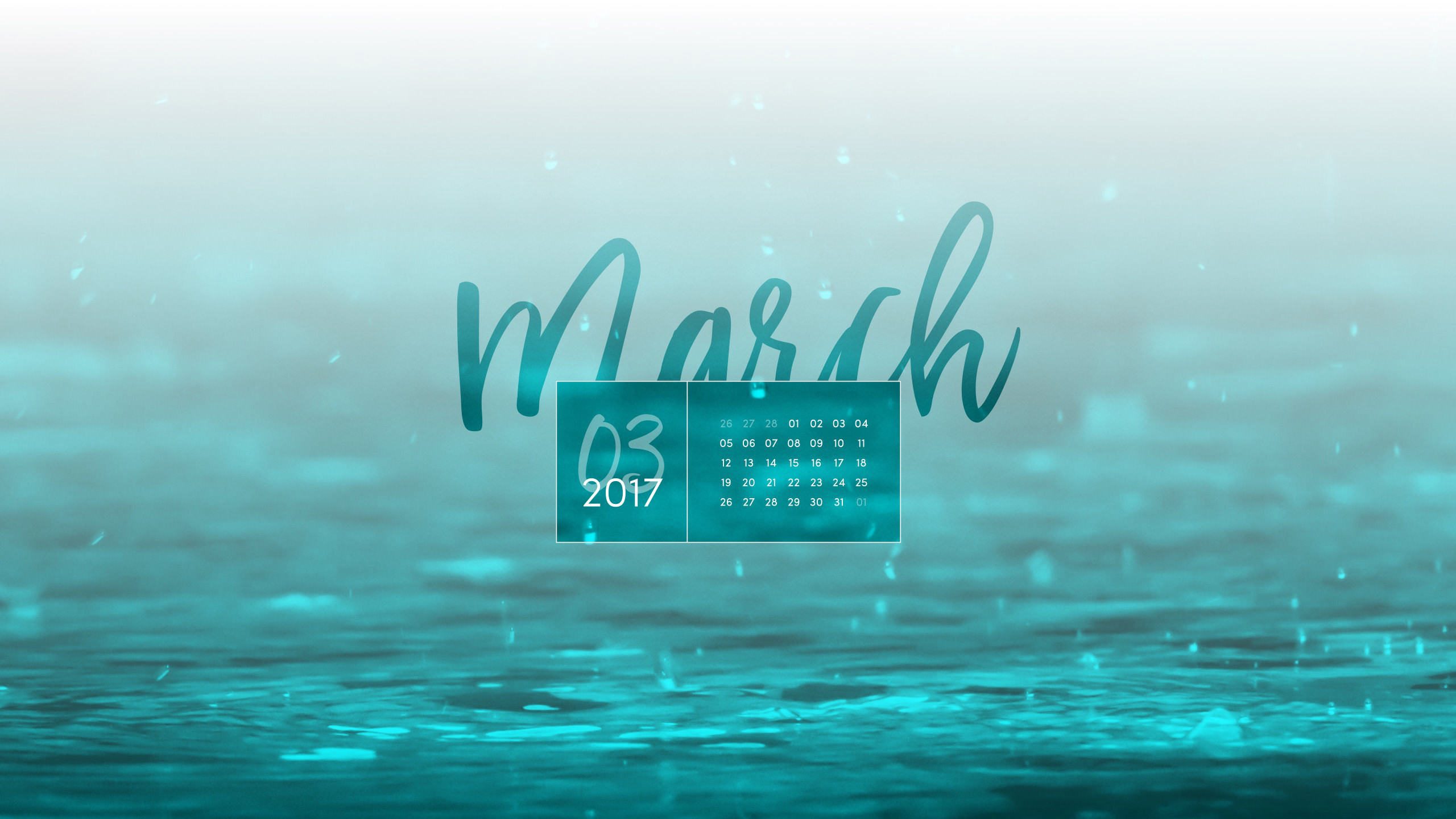 2560x1440 March 2017 Desktop Calendar Wallpaper