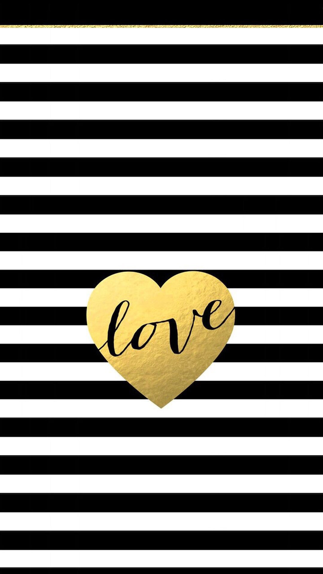 1080x1920 Black white stripes gold heart love iphone phone background wallpaper lock  screen by