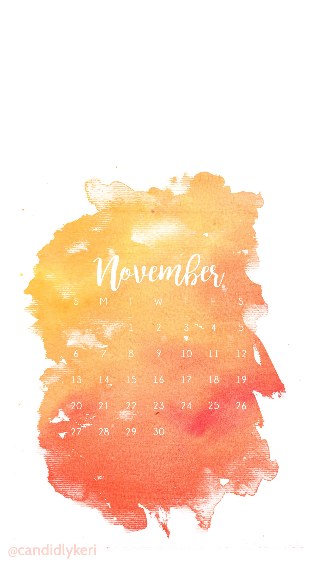 1080x1920 Orange Red Yellow Fall Colors Watercolor November calendar 2016 wallpaper  you can download for free on