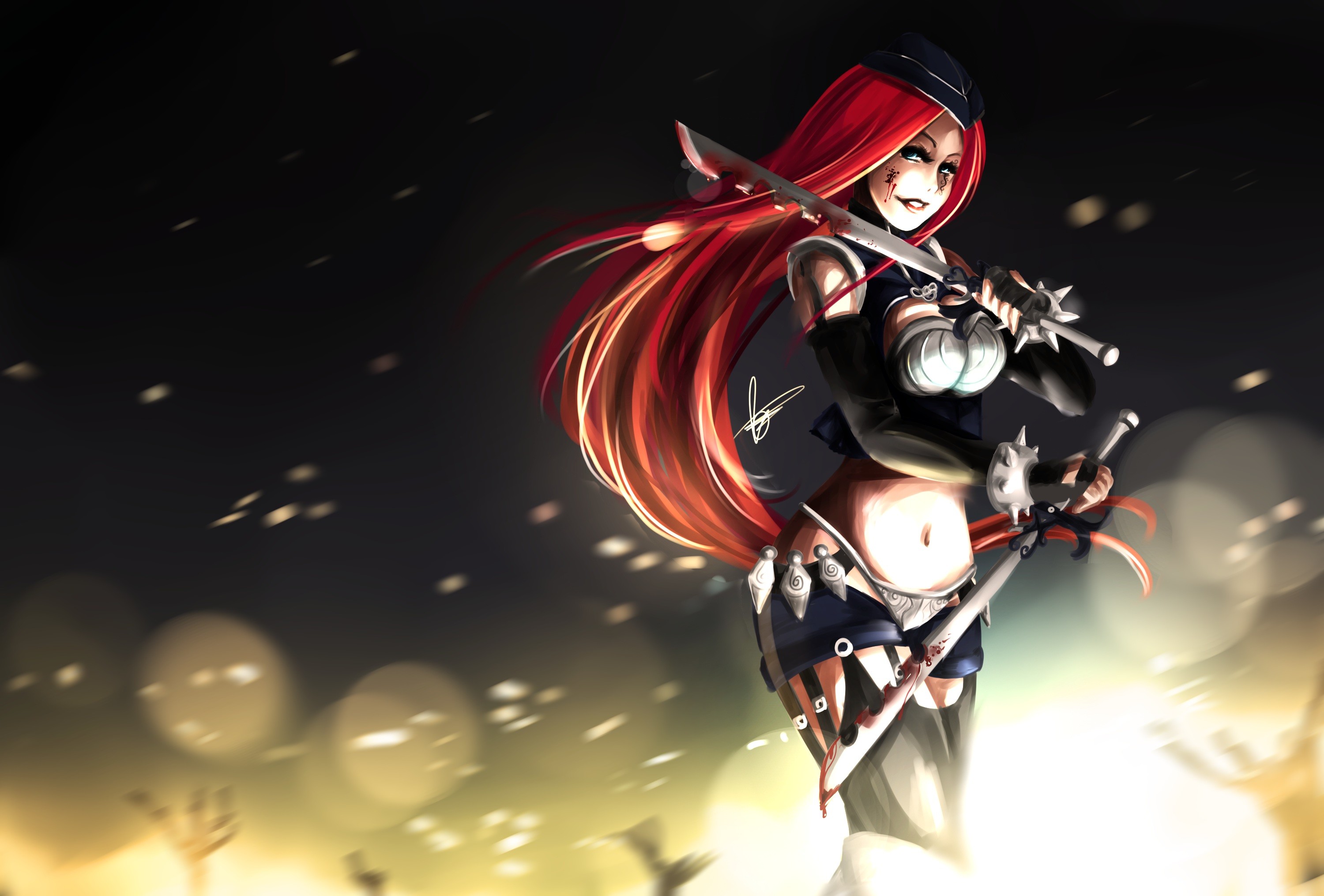 3000x2030 League of legends blood katarina weapon warrior dark fantasy wallpaper |   | 40994 | WallpaperUP