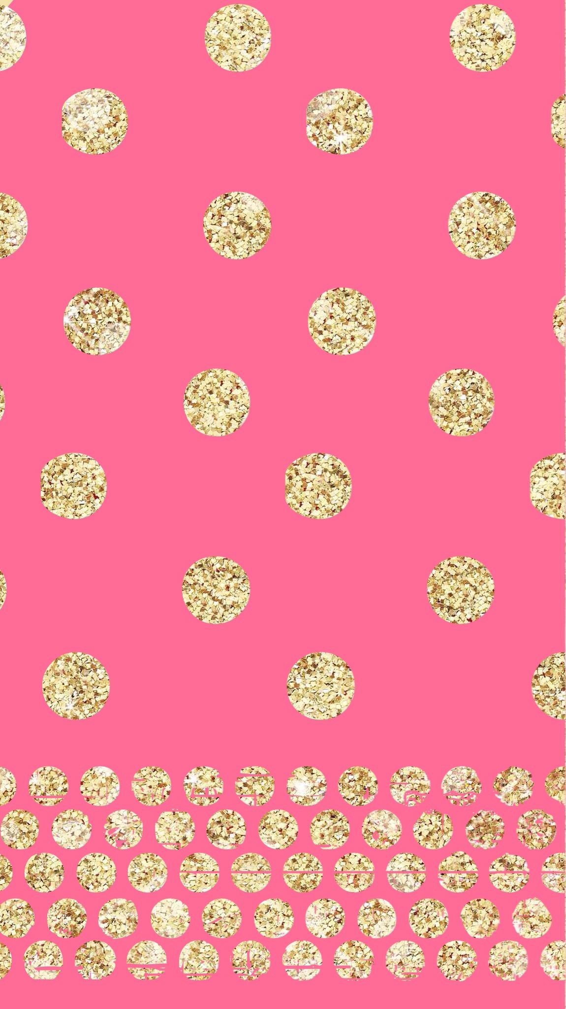 1150x2048 Pink and gold polka dot wallpaper
