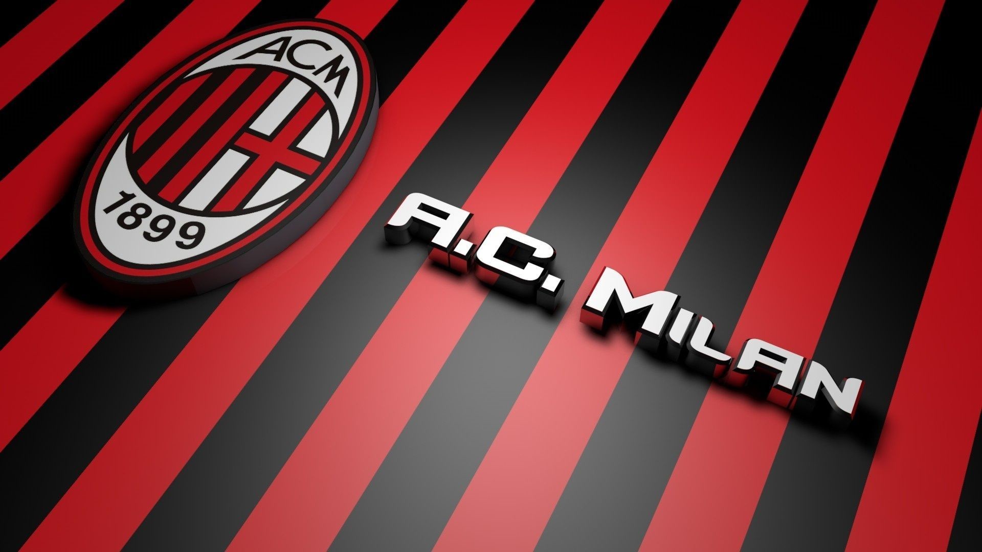 1920x1080 AC Milan 3D Football Logo Red and Black Background Full HD Wallpaper .