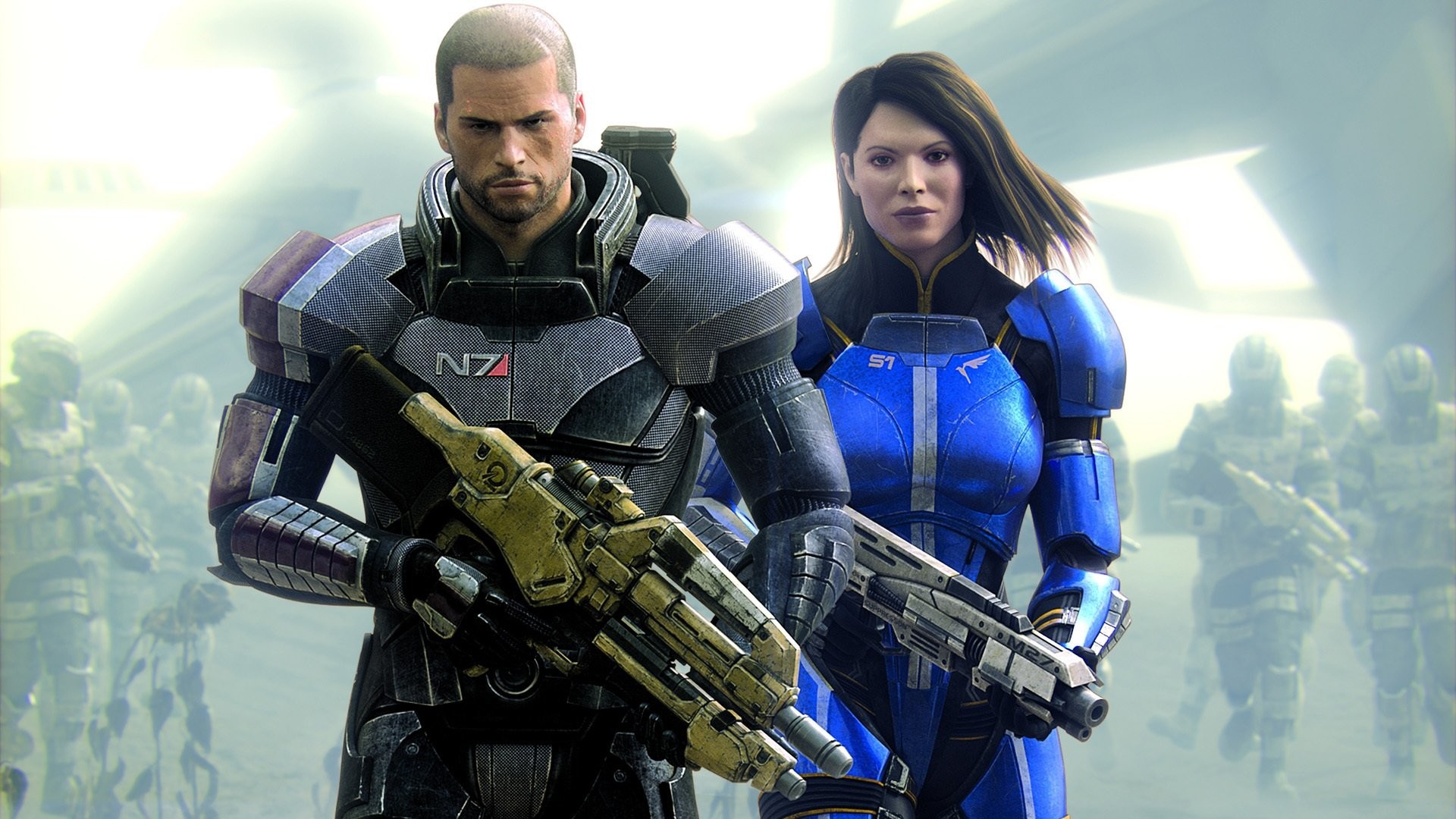 1920x1080 Computerspiele - Mass Effect 3 Ashley Williams Commander Shepard Soldat  Krieger Mass Effect Spiel Wallpaper
