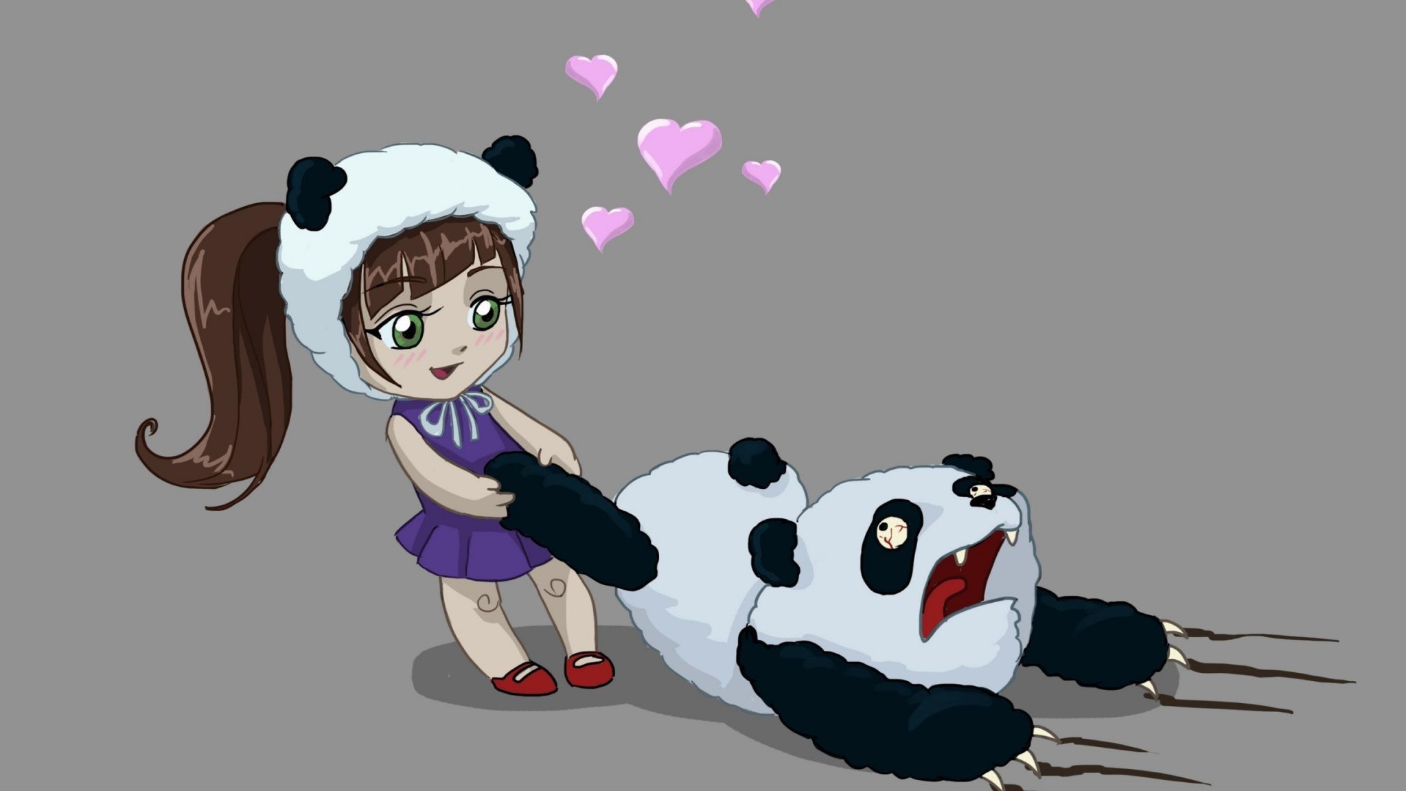 2048x1152 Funny Girl Love Panda