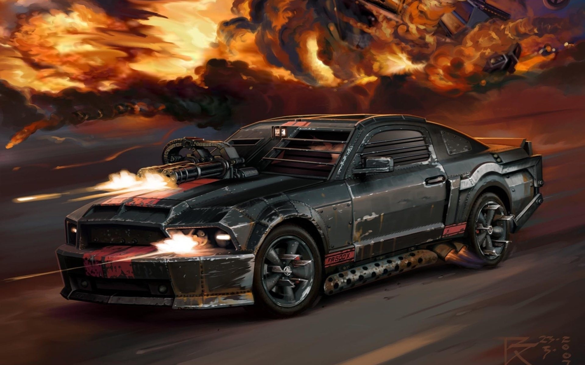 1920x1200 Black Guns Cars Explosions Digital Art Artwork Death Race At 3d Wallpapers