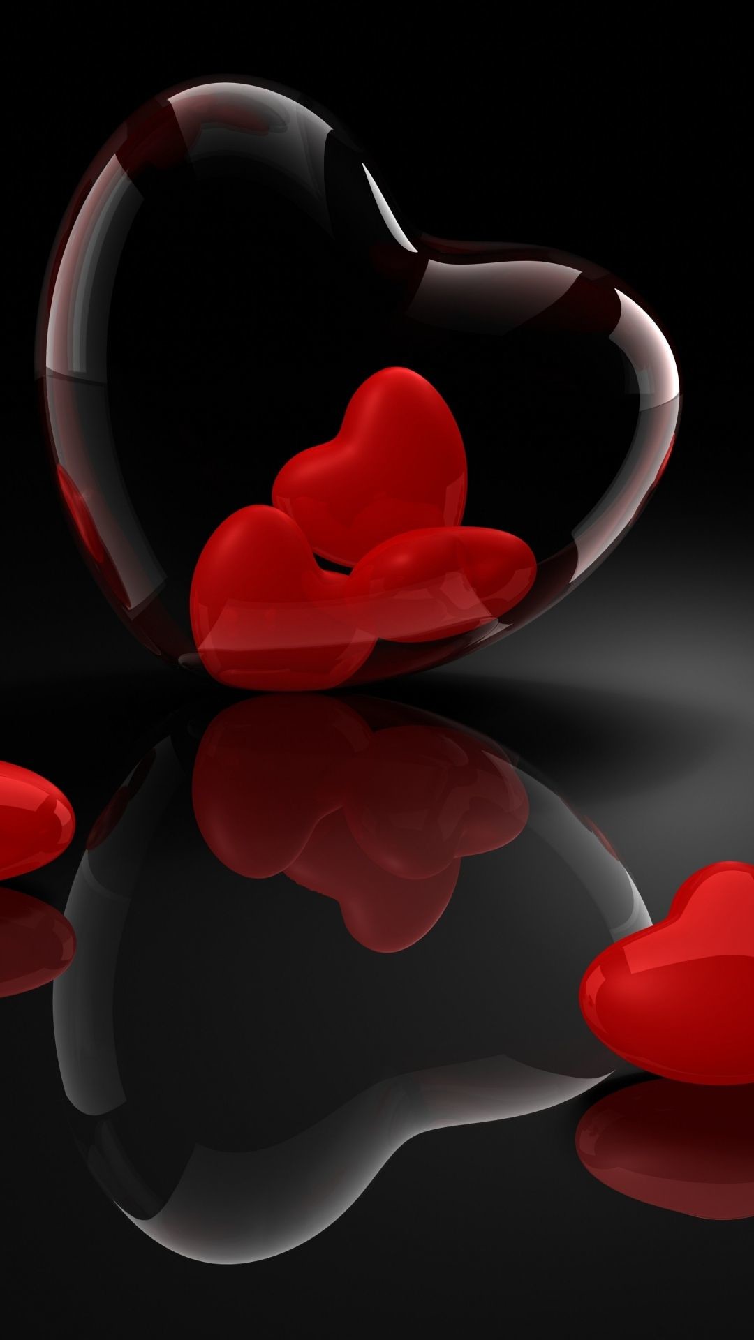 1080x1920 Heart Glass 3d Reflection #iPhone #6 #plus #Wallpaper