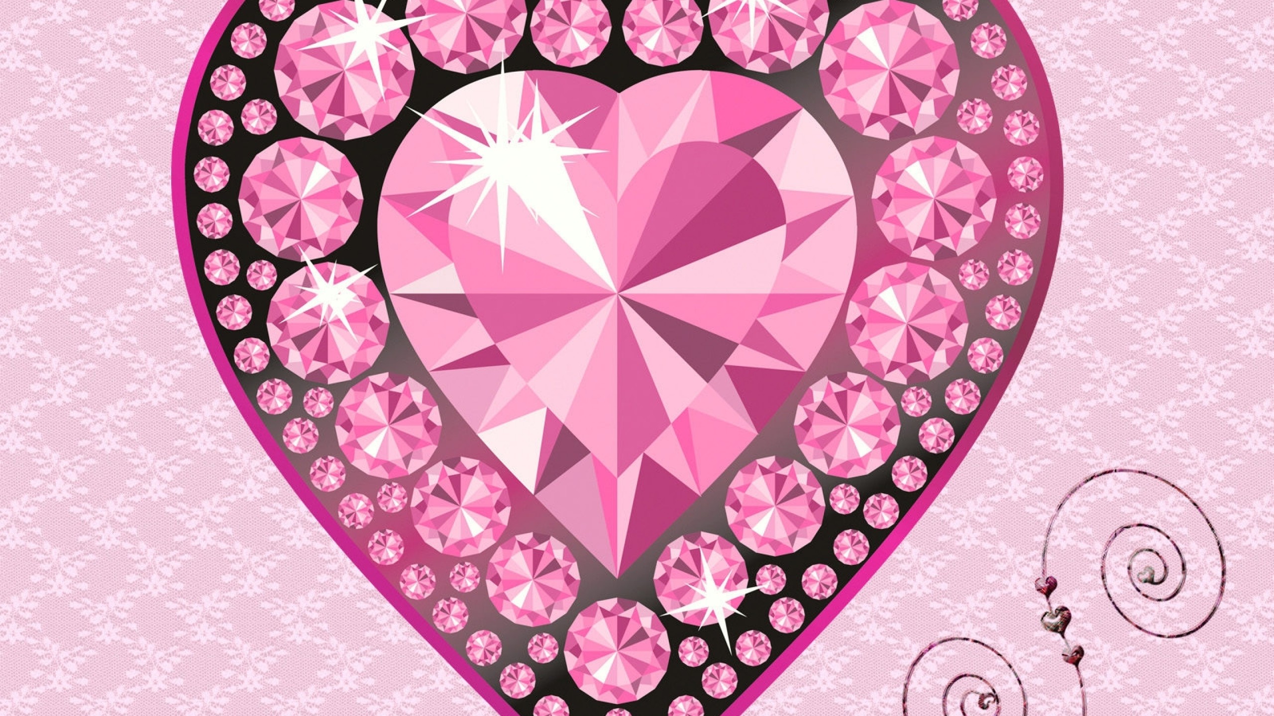 2560x1440  Wallpaper heart, diamond, glitter, light