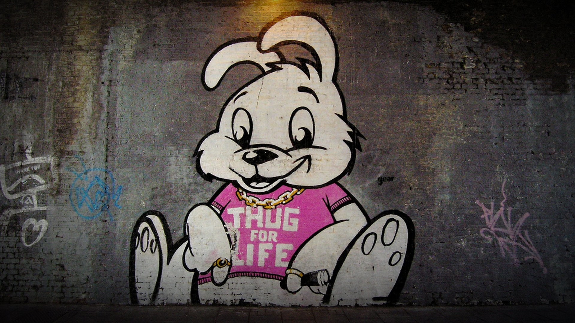 1920x1080  banksy thug for life bunny 770329