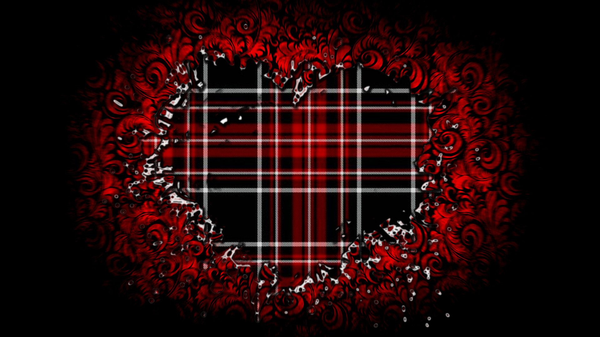 1920x1080 ... Black and Red Plaid Heart Wallpaper by RoulettesPlay