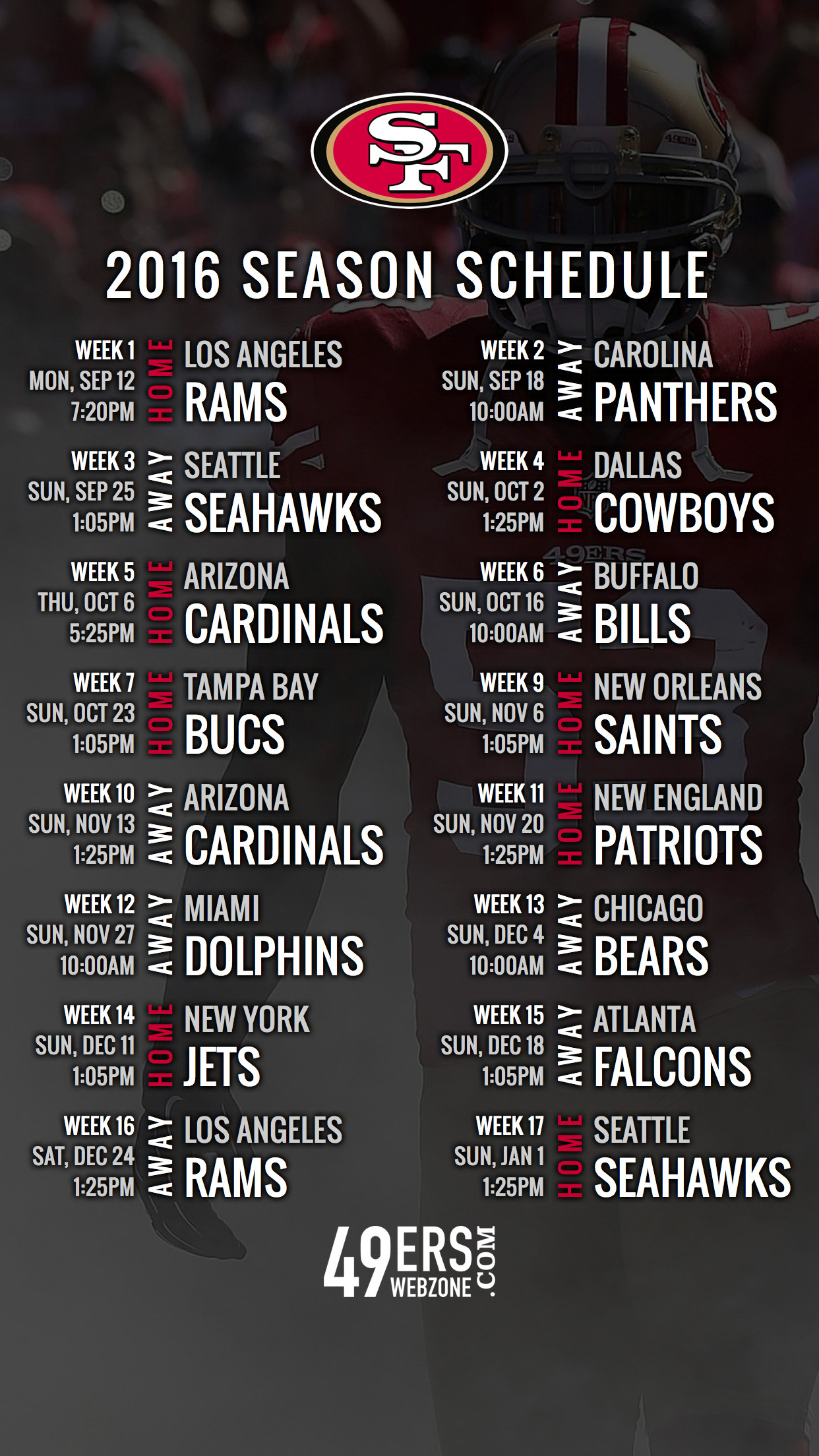 1242x2208 San Francisco 49ers 2016 Schedule Wallpaper For Your Phone | 49ers .
