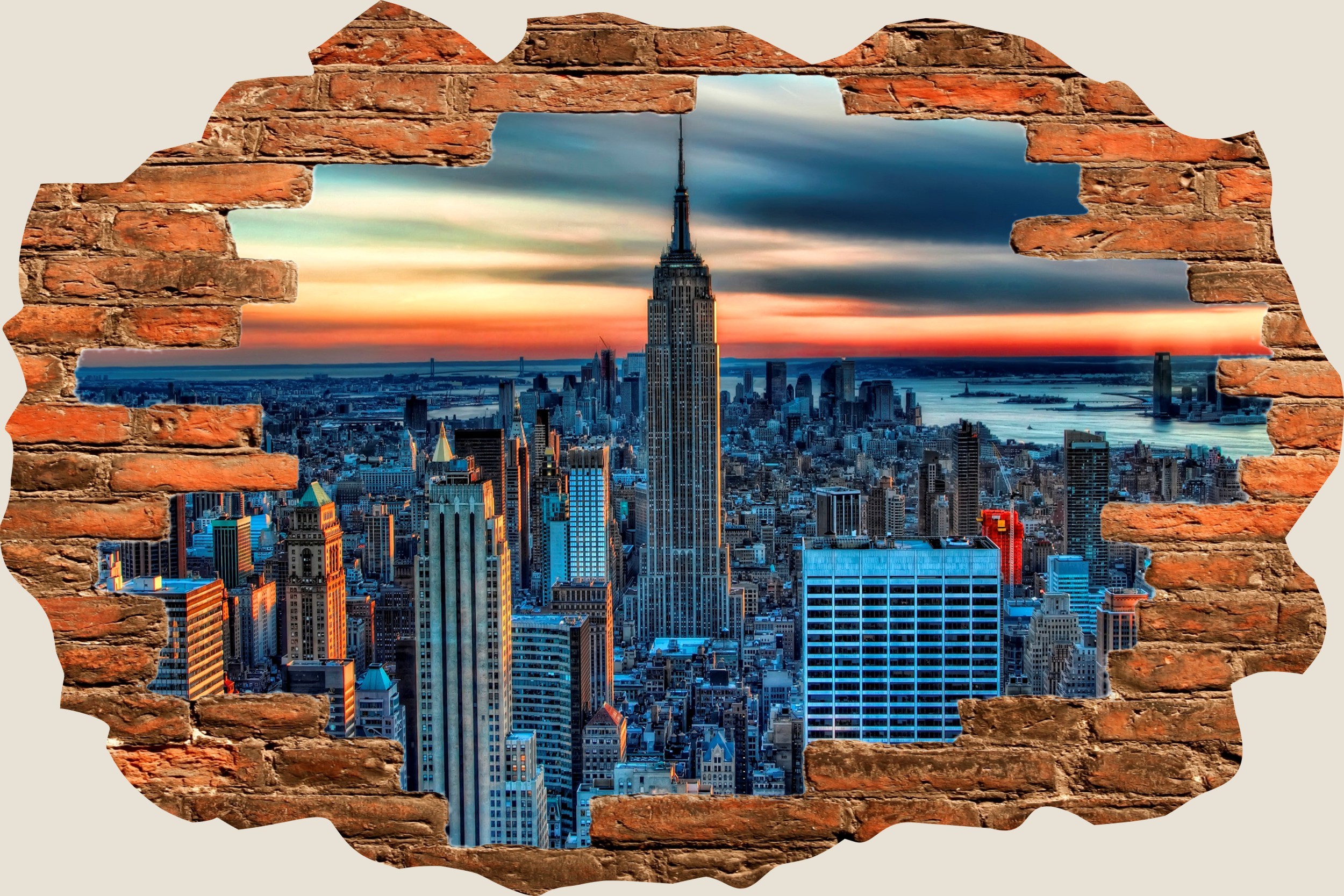 2500x1667 Details about 3D Hole in Wall New York City View Wall Stickers Film Mural  Art Wallpaper 334