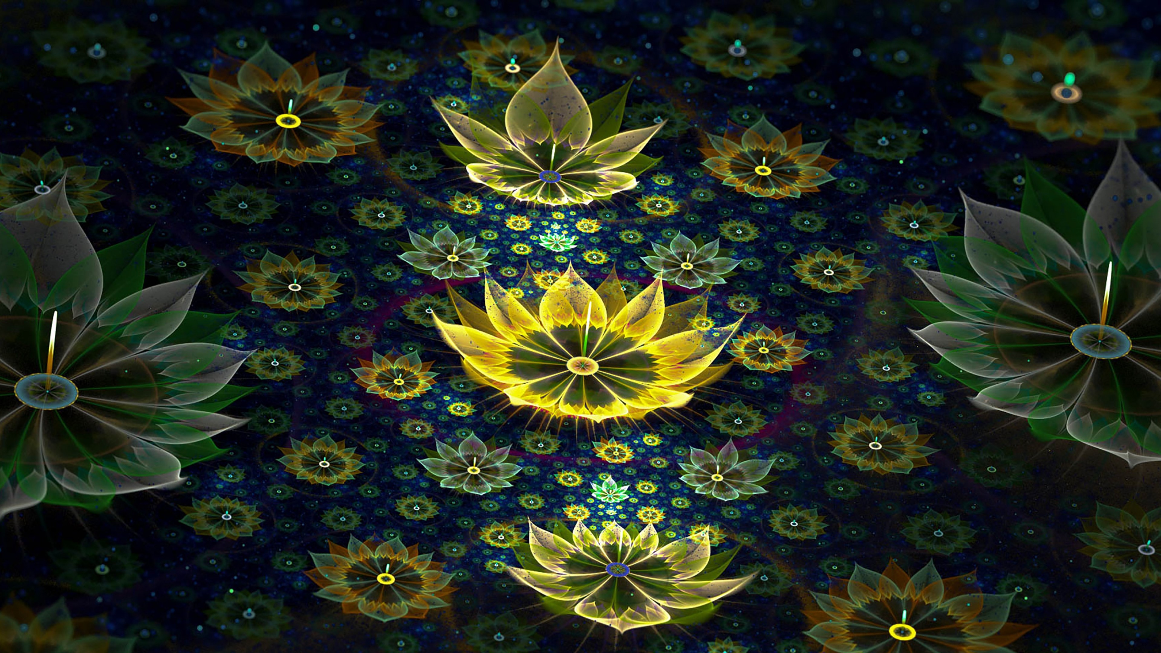 3840x2160  Wallpaper fractal, abstract, flowers