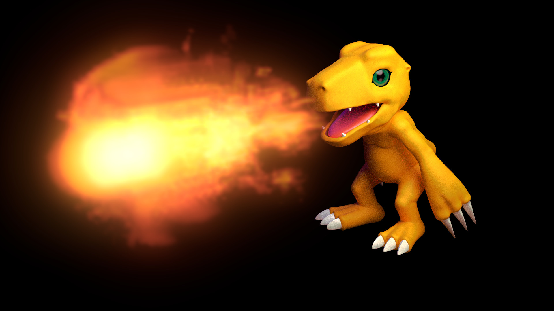 1920x1080 Agumon is the digivolution of Koromon. Most of the design workflow is  comparable to Koromon and Botamon, but Agumon requires better modeling  skills.