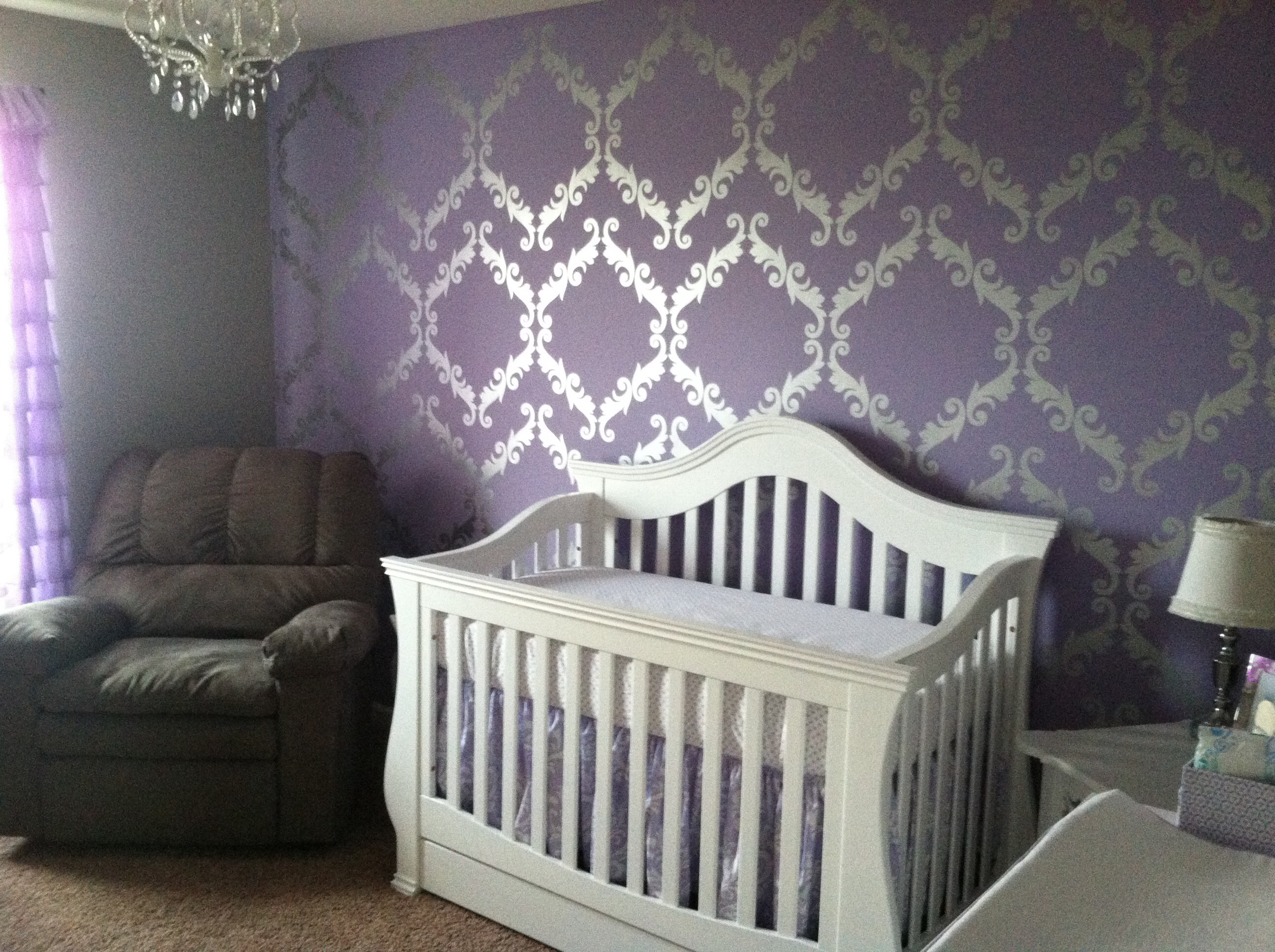 2592x1936 Purple, metallic silver and white baby girl's nursery