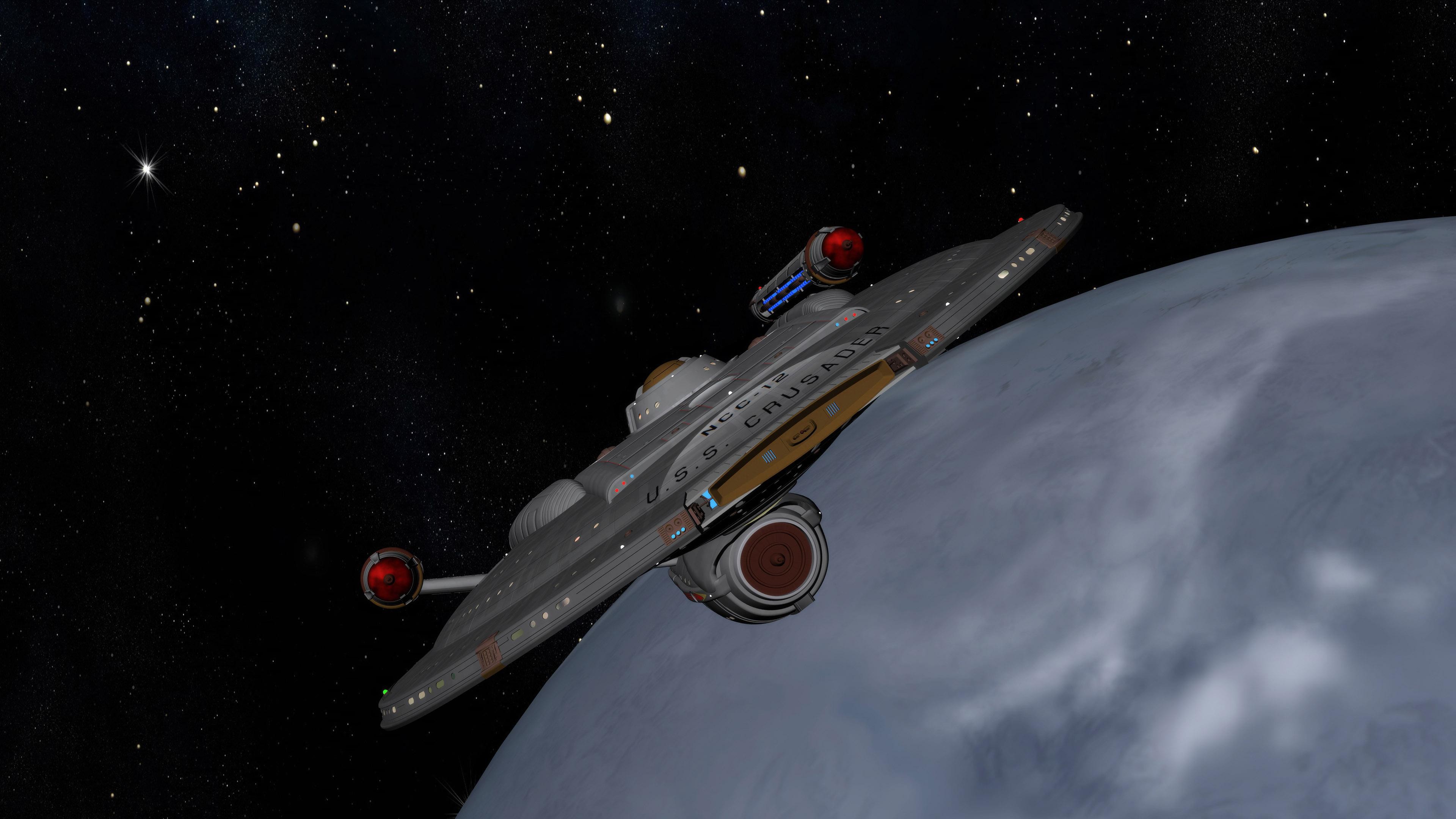 3840x2160 Star Trek spaceship above the planet HD desktop wallpaper .