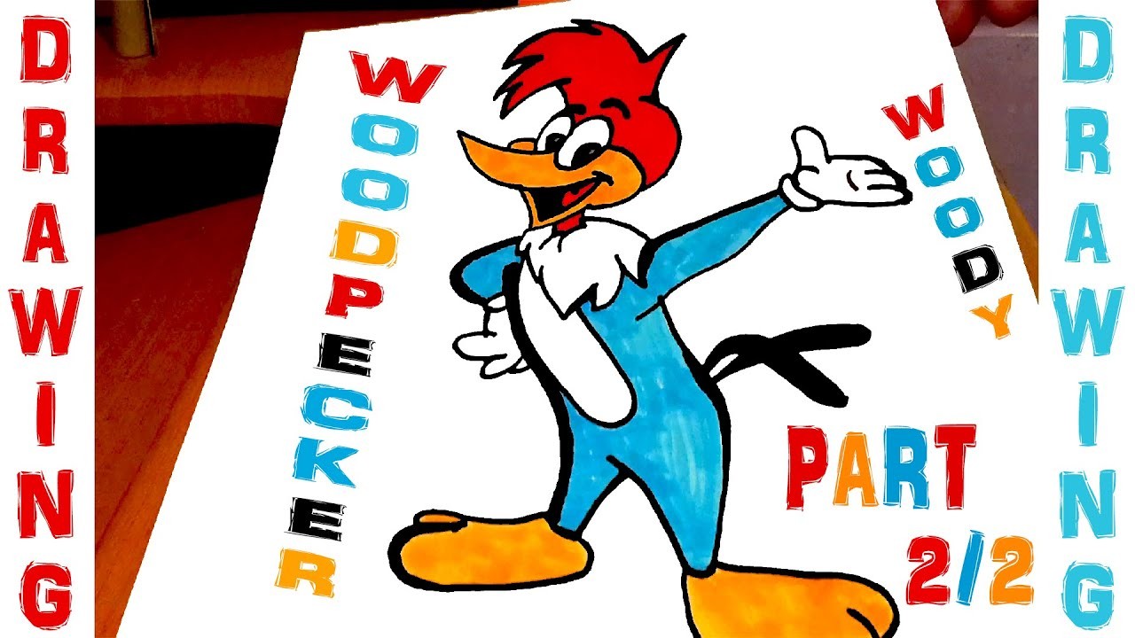1920x1080 How to Draw WOODY WOODPECKER Step by Step Easy and color for Kids and  Beginners | TUTORIAL 2/2