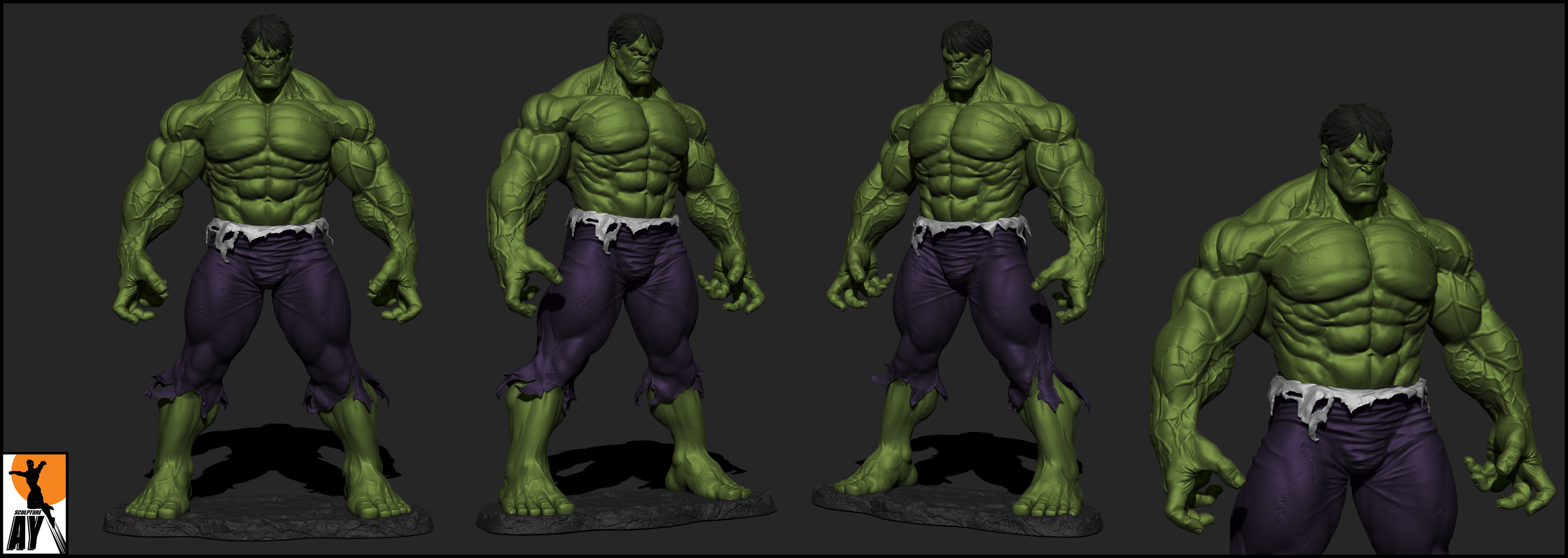 3822x1362 The Incredible Hulk by AYsculpture