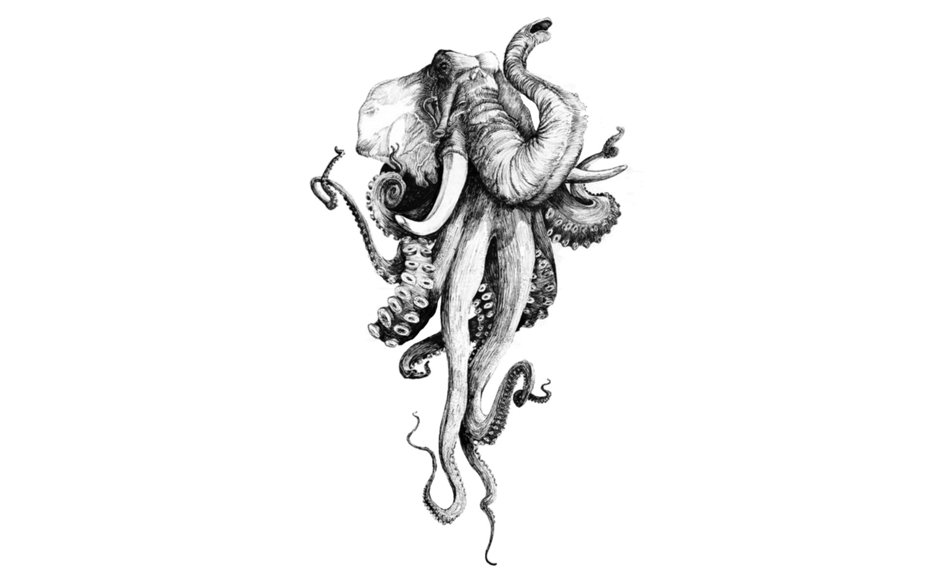 1920x1200 Animal - Artistic Elephant Octopus Wallpaper