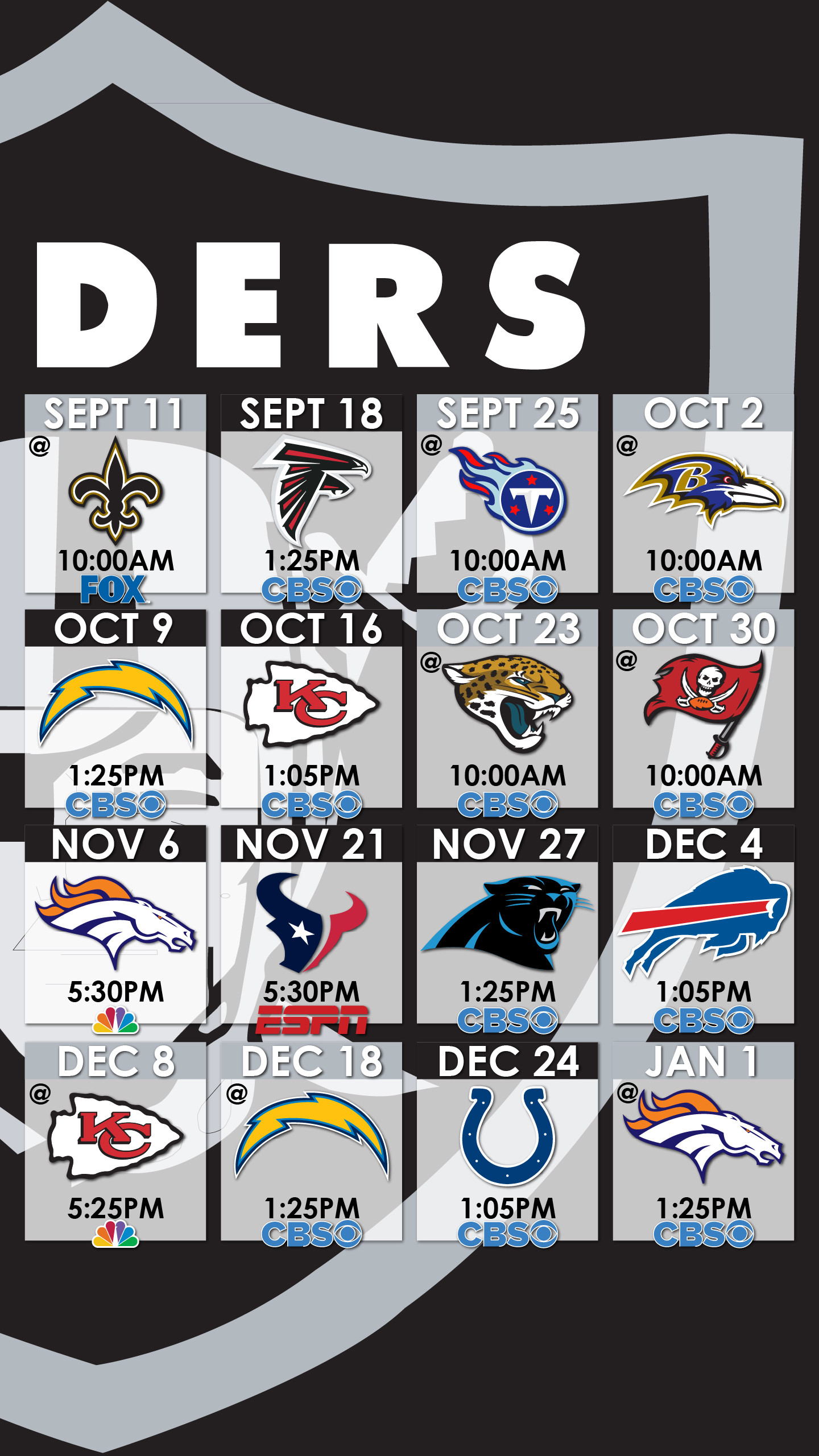 1440x2560 Oakland Raiders Schedule Wallpaper for iPhone ...