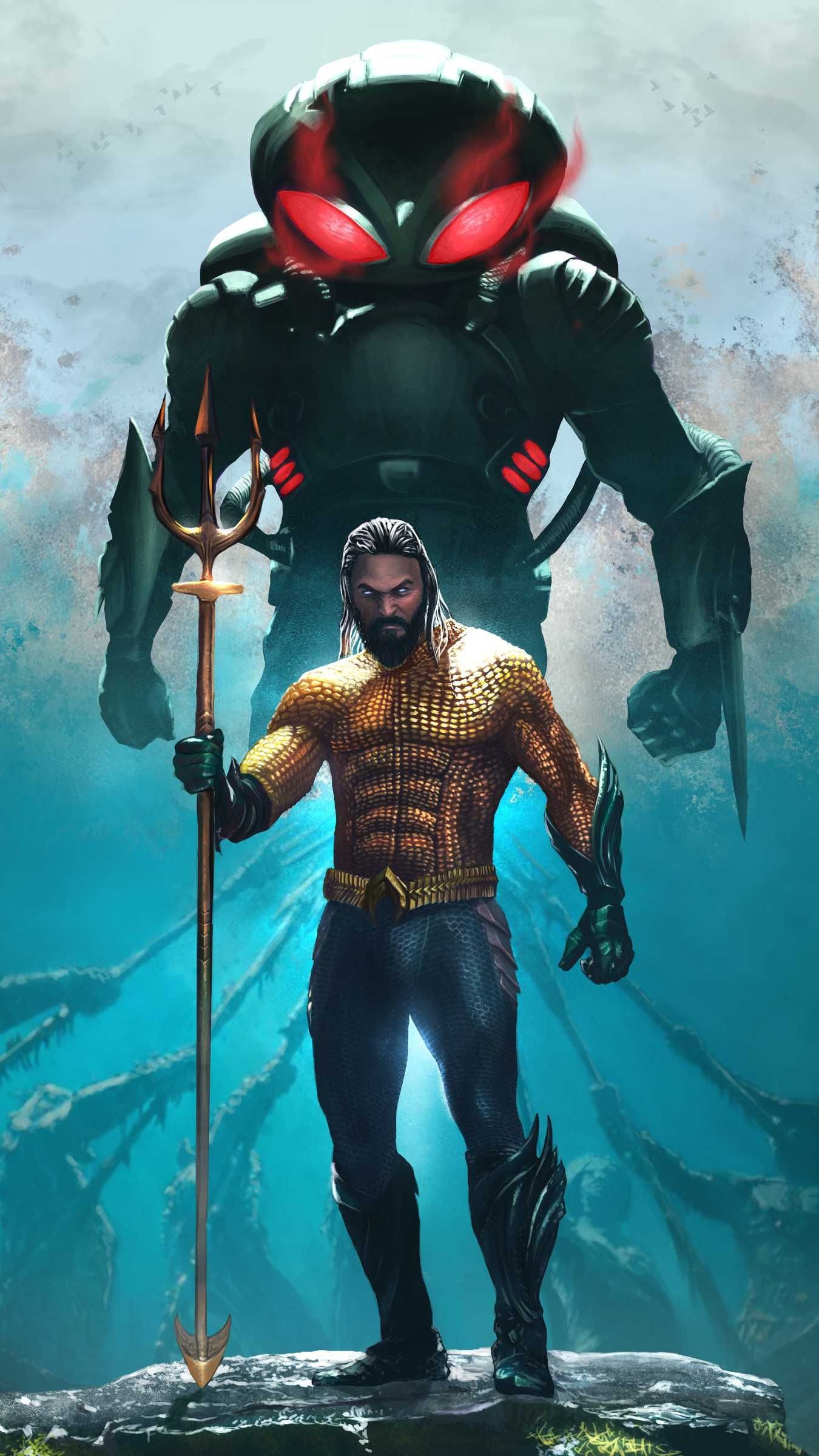 1350x2400 Aquaman and Black Manta iPhone Wallpaper