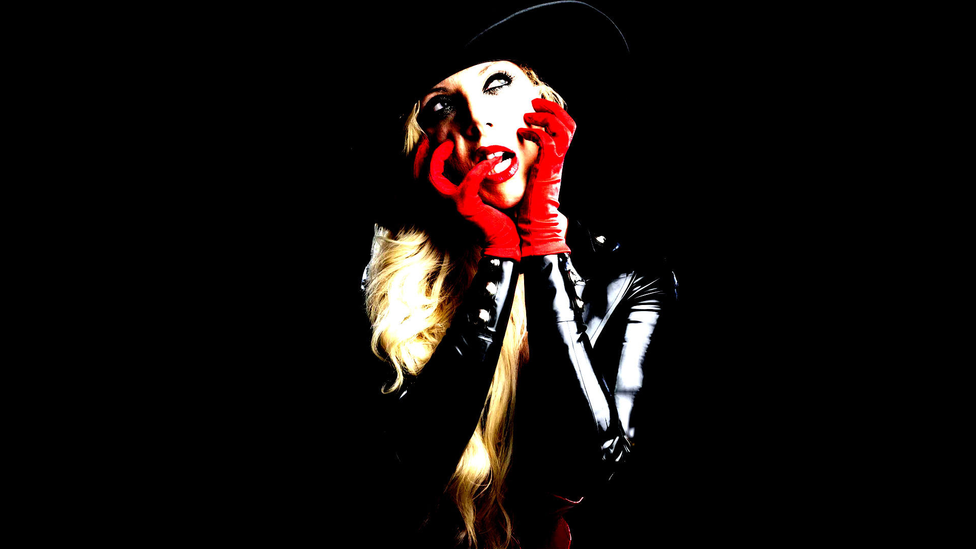 1920x1080 People  Maria Brink In This Moment (Band) red lipstick simple  background women gloves