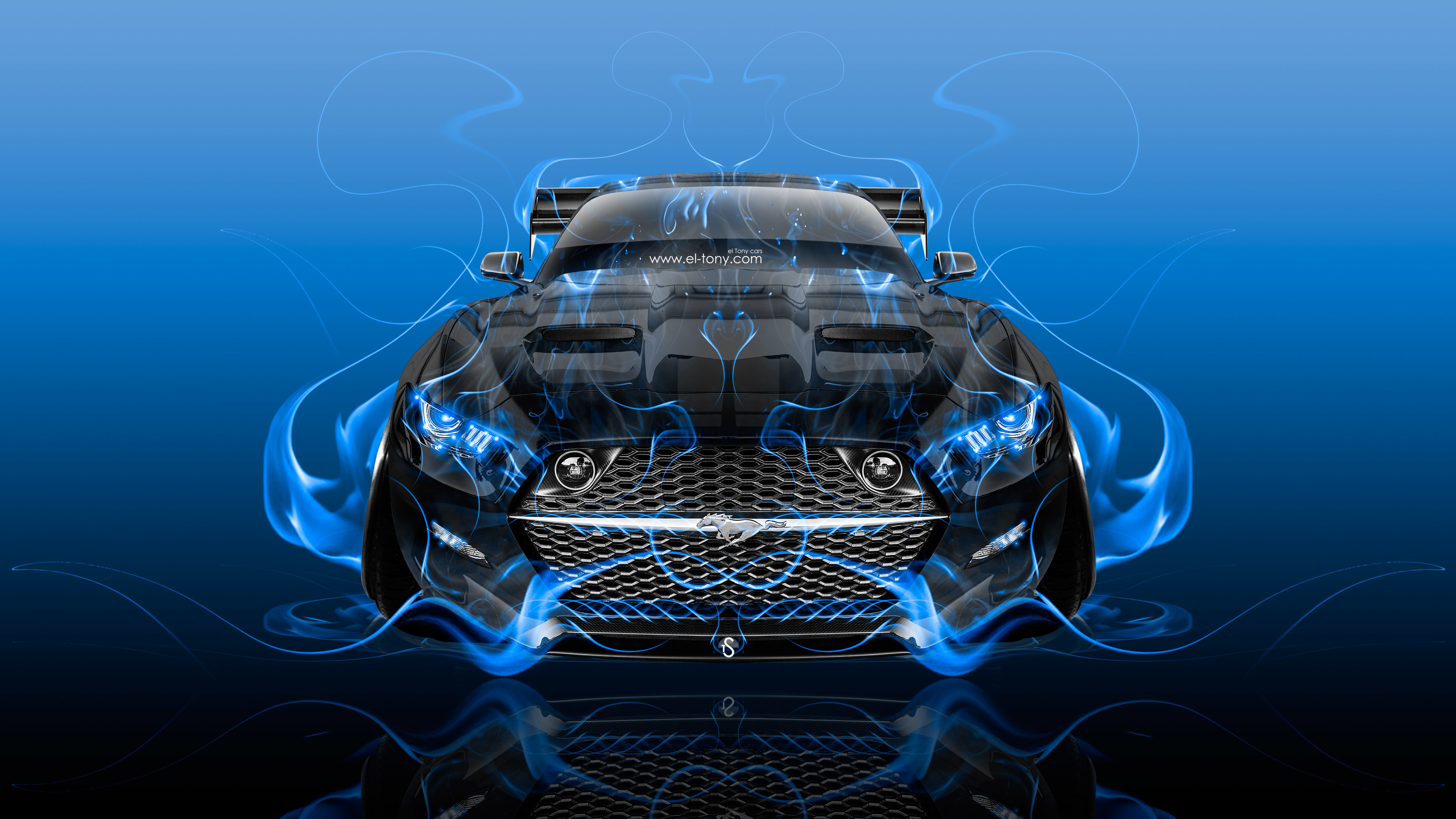 3840x2160 ... Blue Fire Wallpaper Ford Mustang Ford Mustang GT Muscle Fire Abstract  Car 2014 | el Tony ...