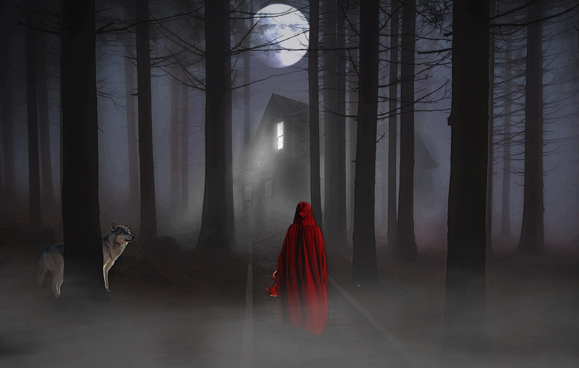 1920x1223 Fantasy - Red Riding Hood Wolf Dark Wallpaper