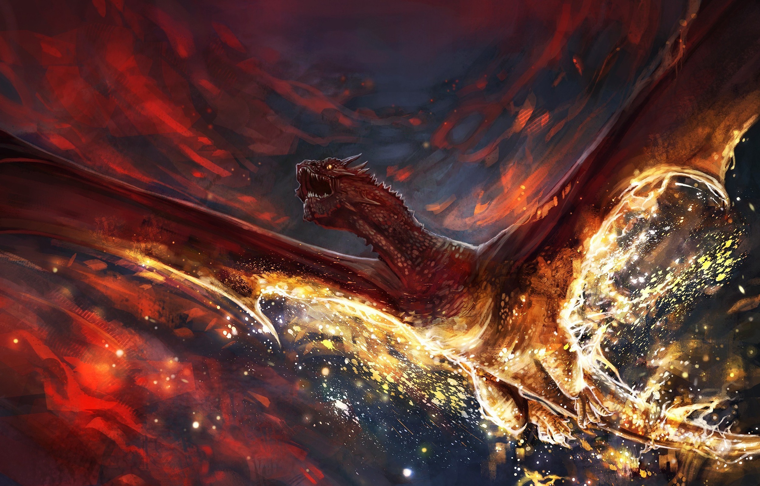 2500x1600 The Hobbit HD Image Source Â· artwork Fantasy Art Digital Art Dragon Fire  Magic Smaug The