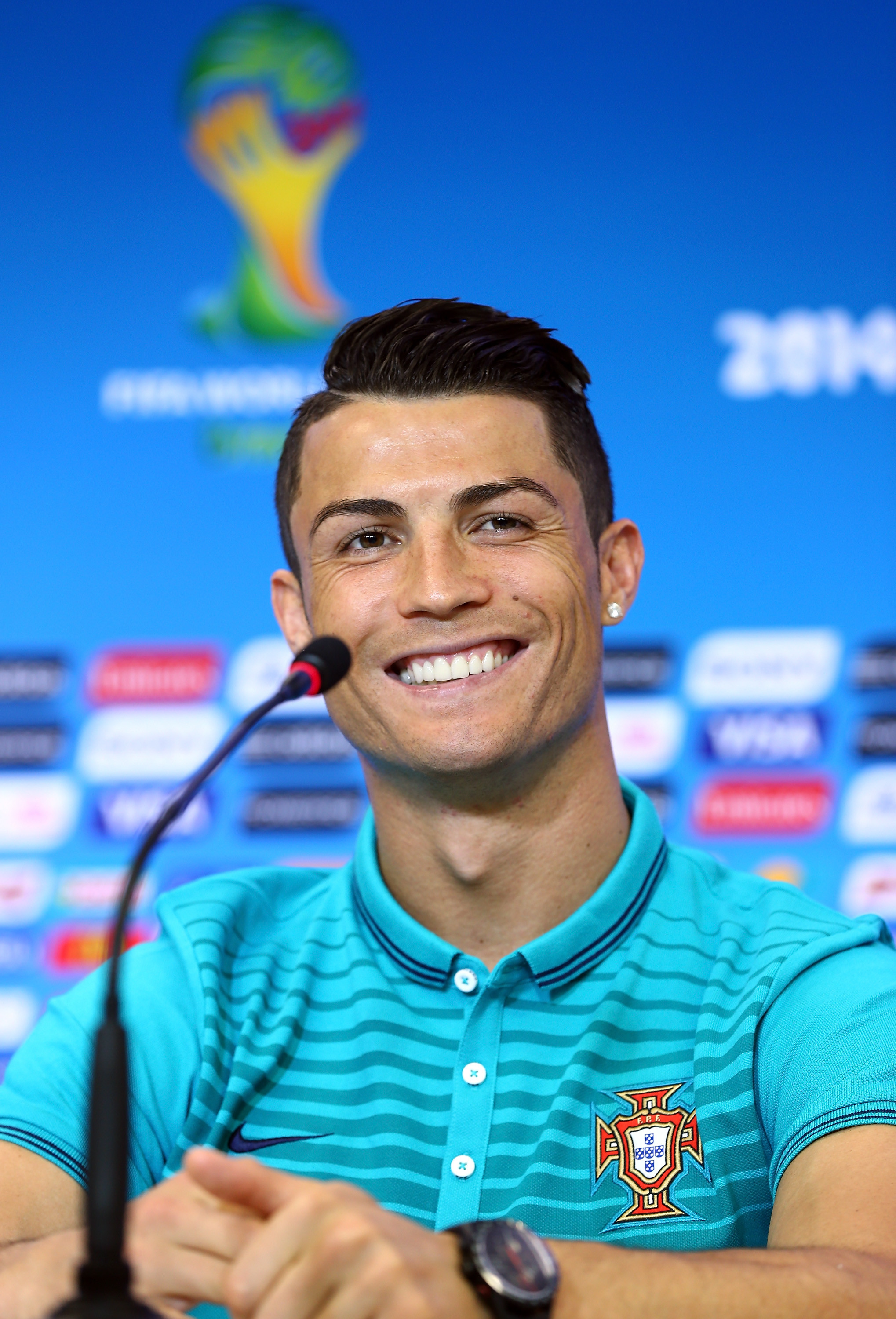 2038x3000 SALVADOR, BRAZIL - JUNE 15: Cristiano Ronaldo talks to the media during the  Portugal
