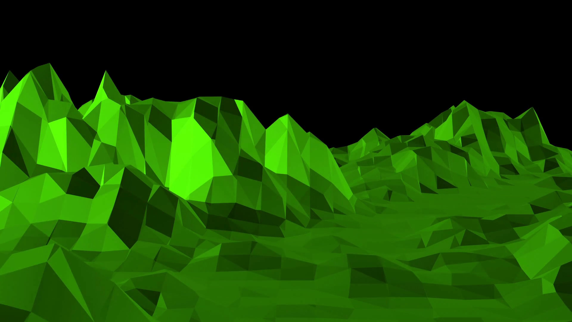 1920x1080 Green low poly background pulsating. Abstract low poly surface as glamour  landscape in stylish low