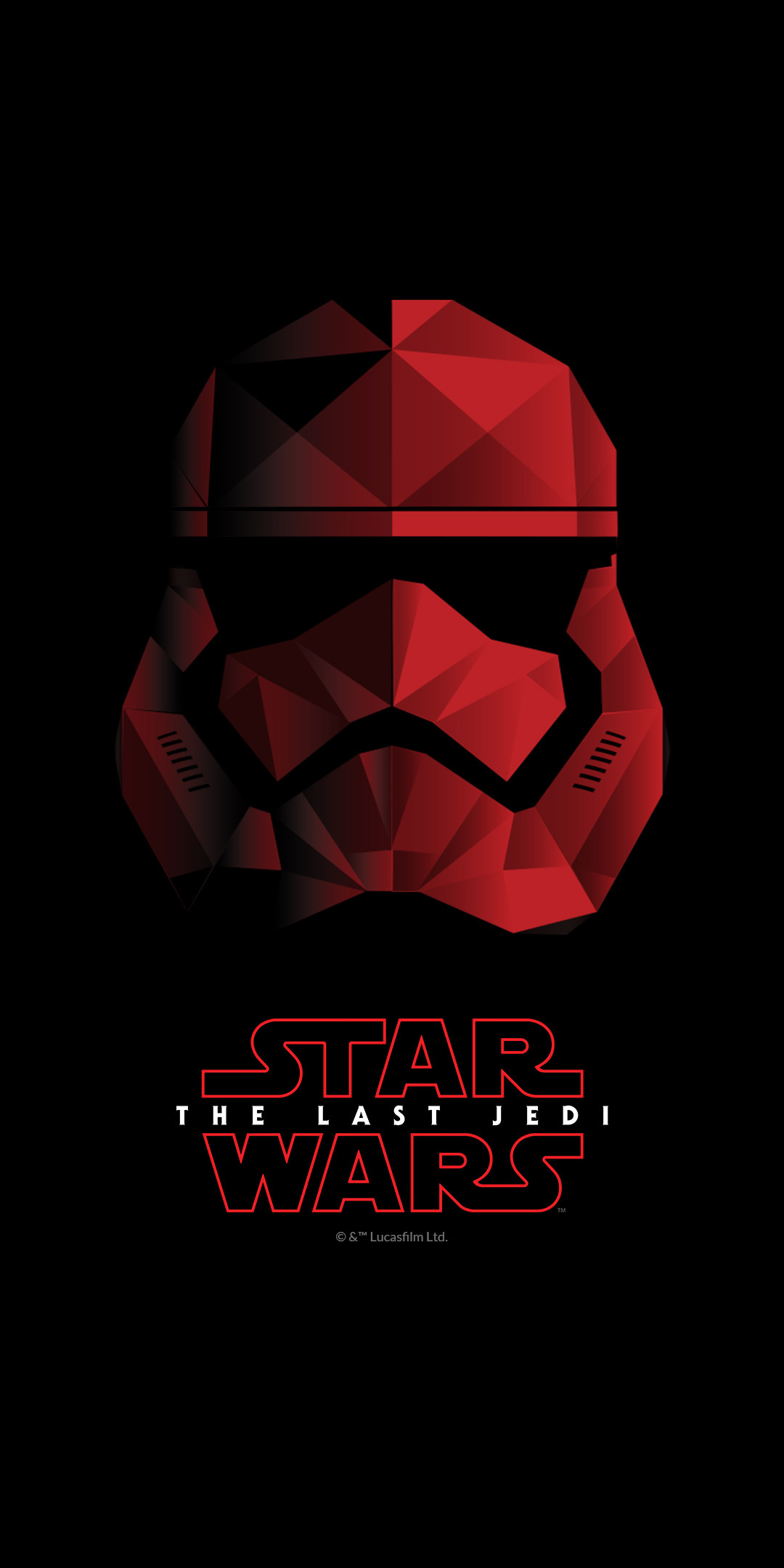 1080x2160 The first wallpaper shows the Star Wars: The Last Jedi logo. Next you'll  find a dual-image of Kylo Ren, one in black, the other in red.