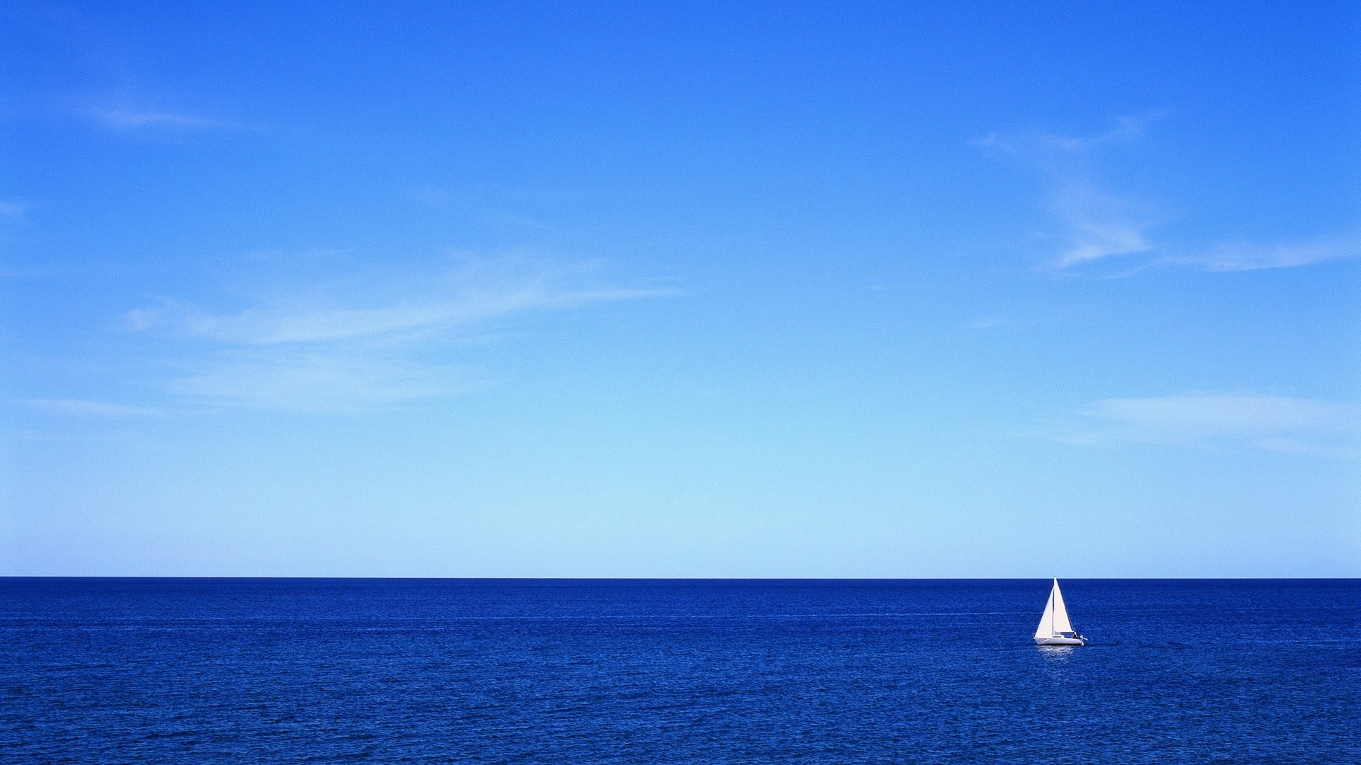 1920x1080  Wallpaper sea, sky, yacht, sail, silence, serenity