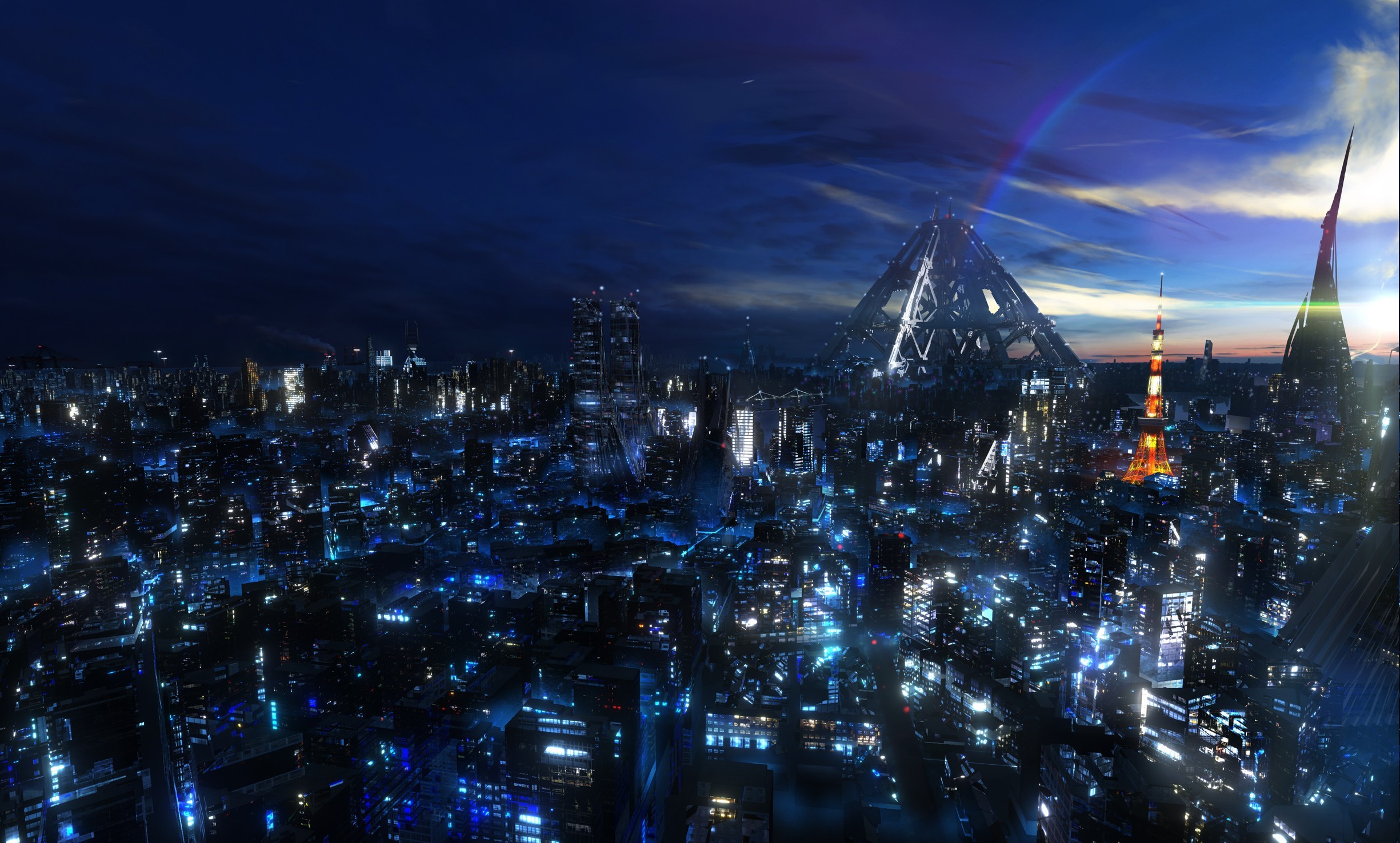 2450x1476 cityscape, Night, Guilty Crown, Anime, Tokyo Wallpapers HD / Desktop and  Mobile Backgrounds