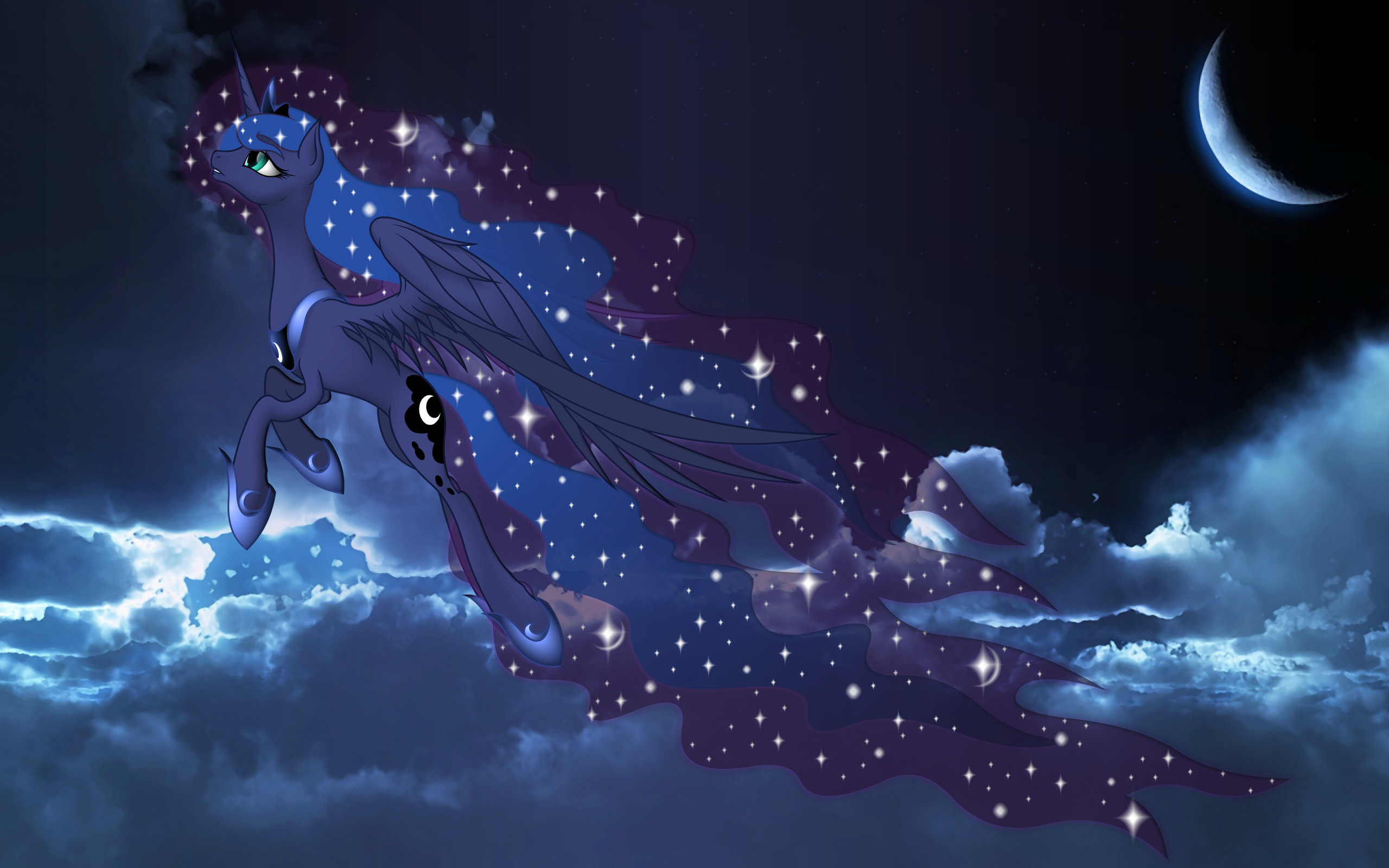 2560x1600 ... Princess Luna at night sky Wallpaper by NightBronies
